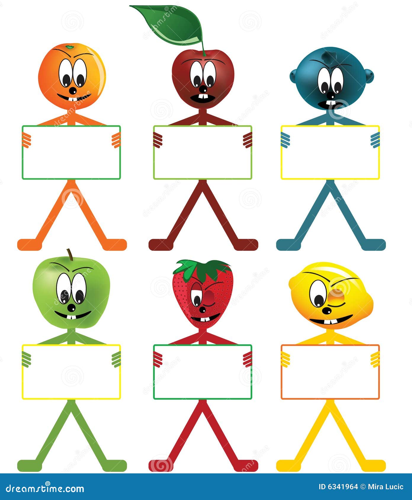 Fruits Stickers Isolated On Transparent Background Vector Illustration