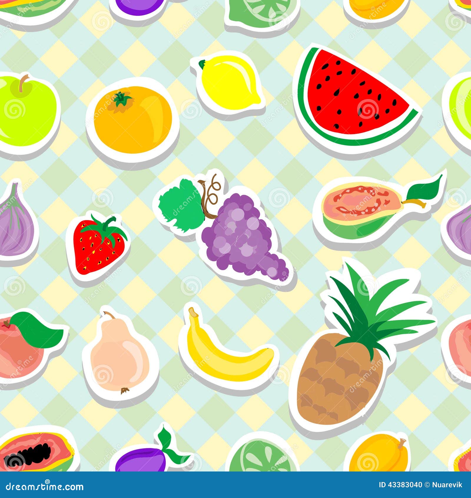 Fruits Stickers Isolated On Transparent Background Vector Illustration