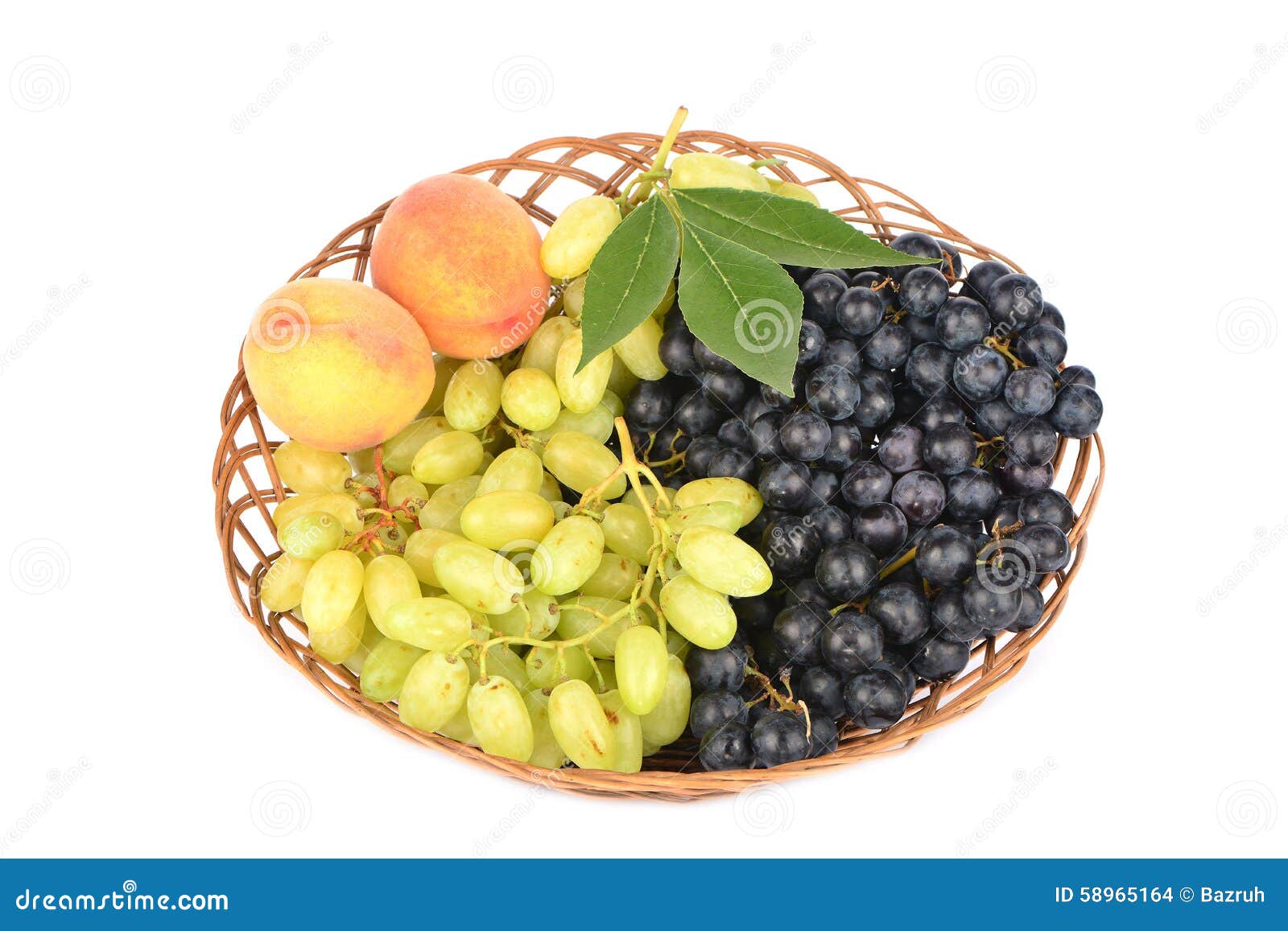 Fruits in straw basket stock photo. Image of background 58965164