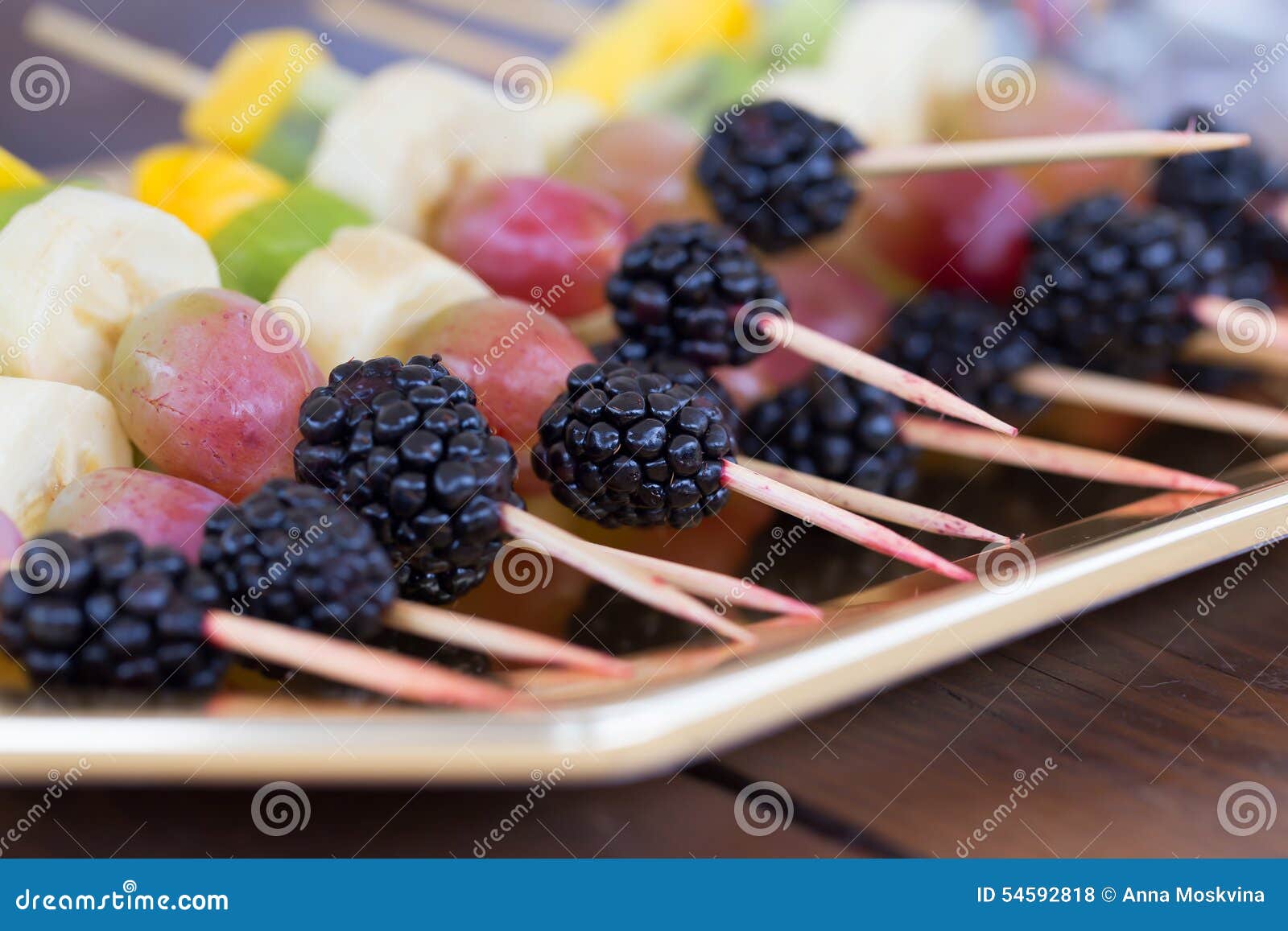 Fruits on a toothpick stock photo. Image of diet, breakfast 54592818