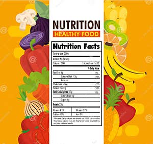 Fruits And Vegetables Group With Nutrition Facts Stock Vector Illustration Of Documents