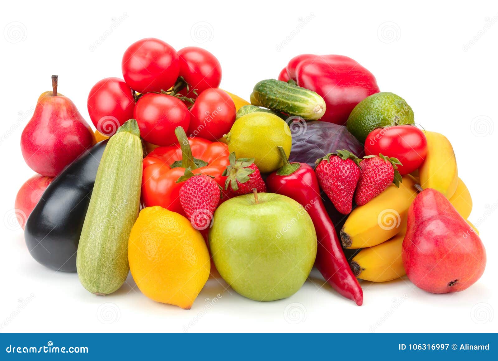 Fruits and Vegetables Isolated on White Stock Image Image of citrus