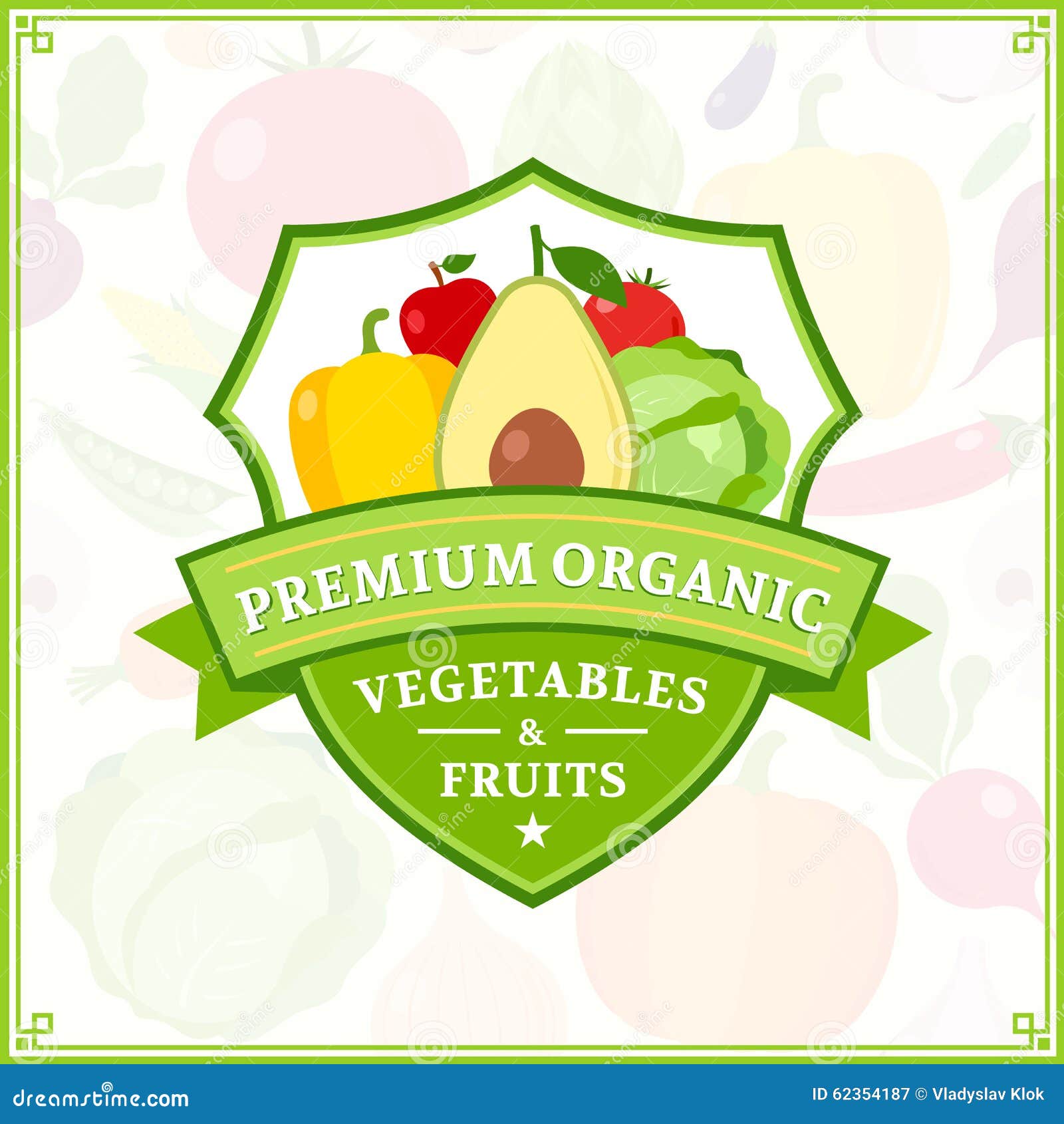 Vegetables & Fruits Heart Logo Illustrations