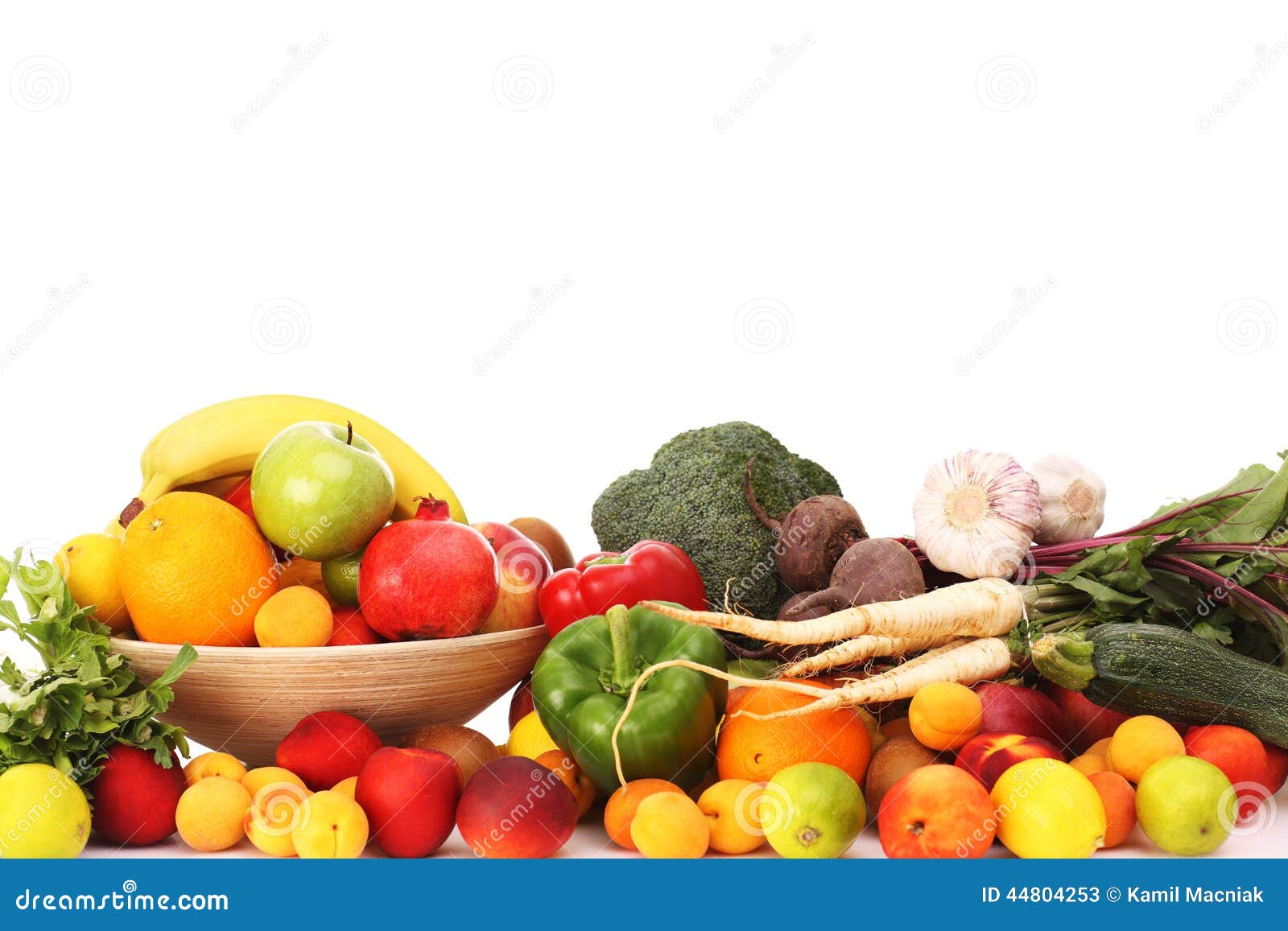 A picture of fruits and vegetables over white background