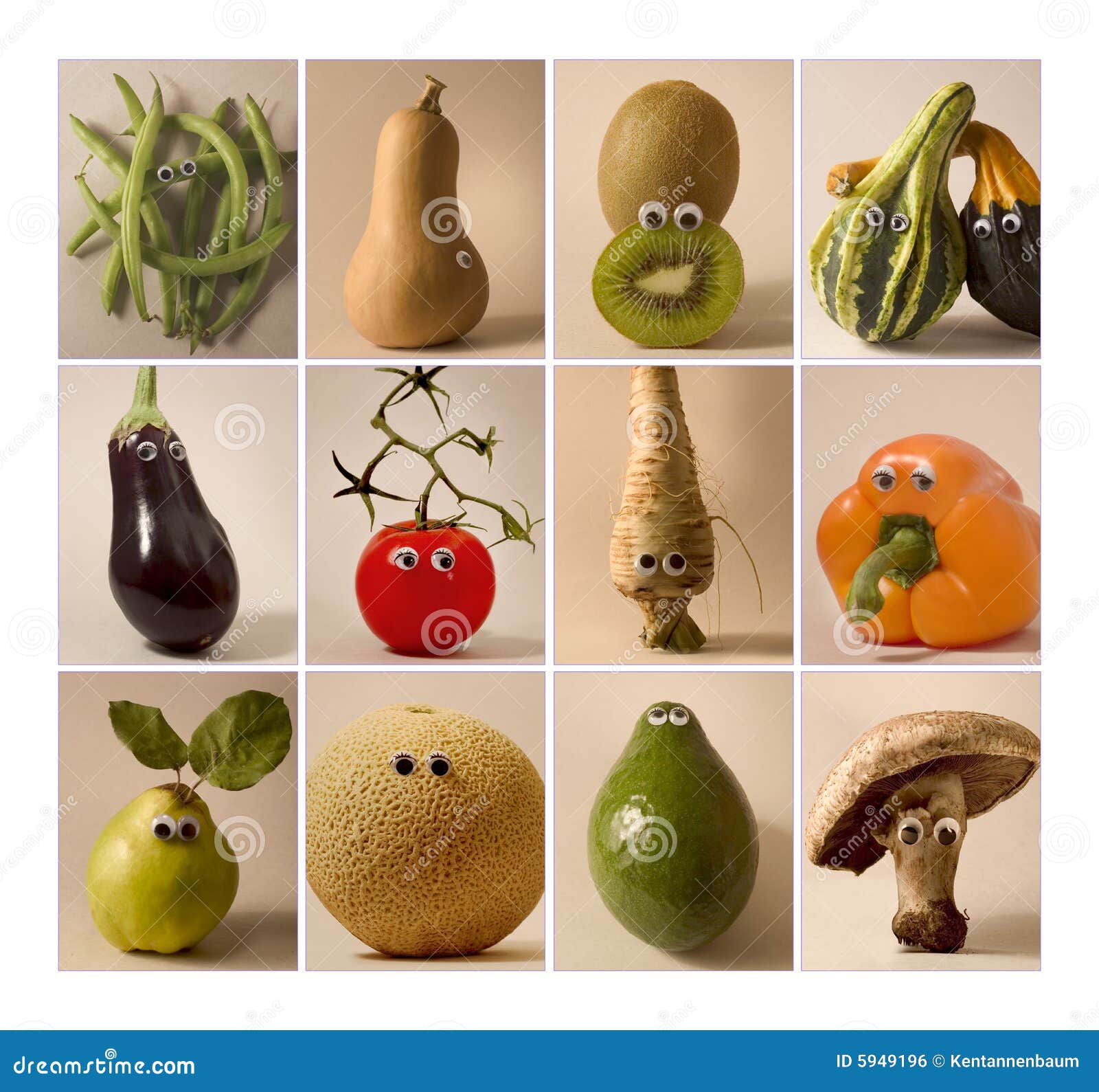 Fruits & Vegetables with Toy Eyes Stock Photo Image of fruits