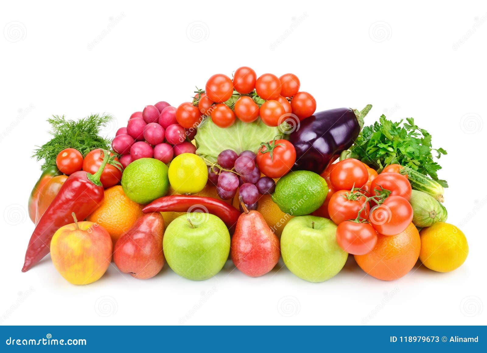 Fruits and Vegetables on a White Background. Stock Image Image of