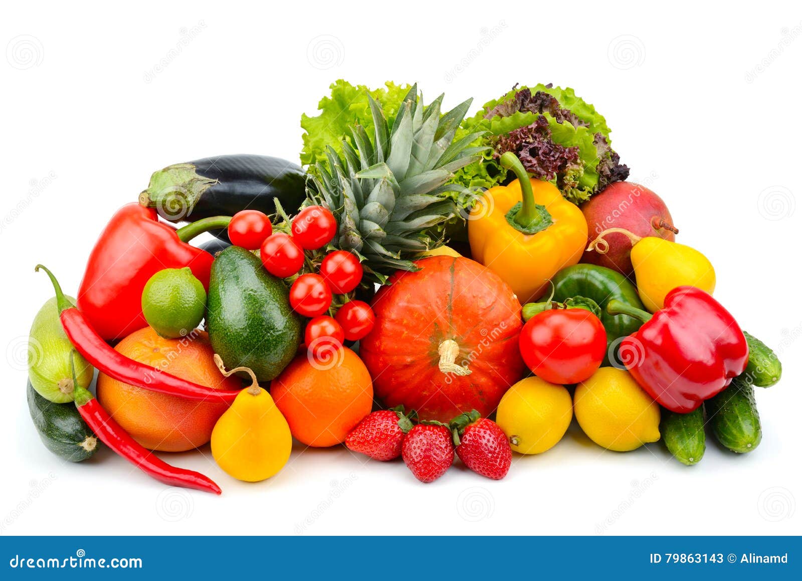 Fruits and Vegetables on White Background Stock Image Image of lime, capsicum 79863143
