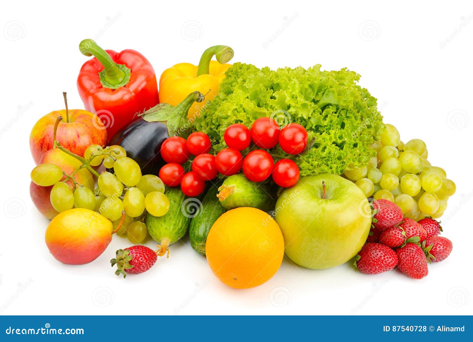 Fruits and Vegetables on White Background Stock Photo Image of leaf, apple 87540728