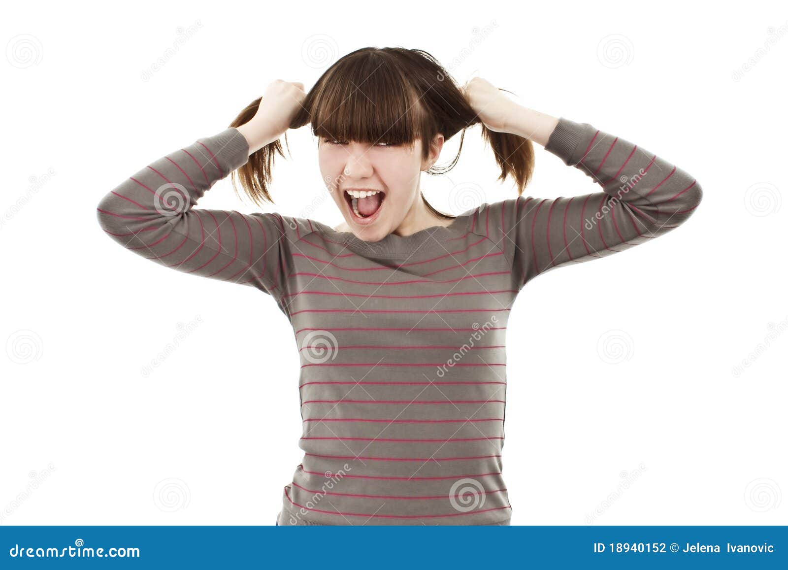 A Frustrated and Angry Girl Pulling Her Hair Stock Photo - Image of hands,  adult: 18940152, image size:1600x1157
