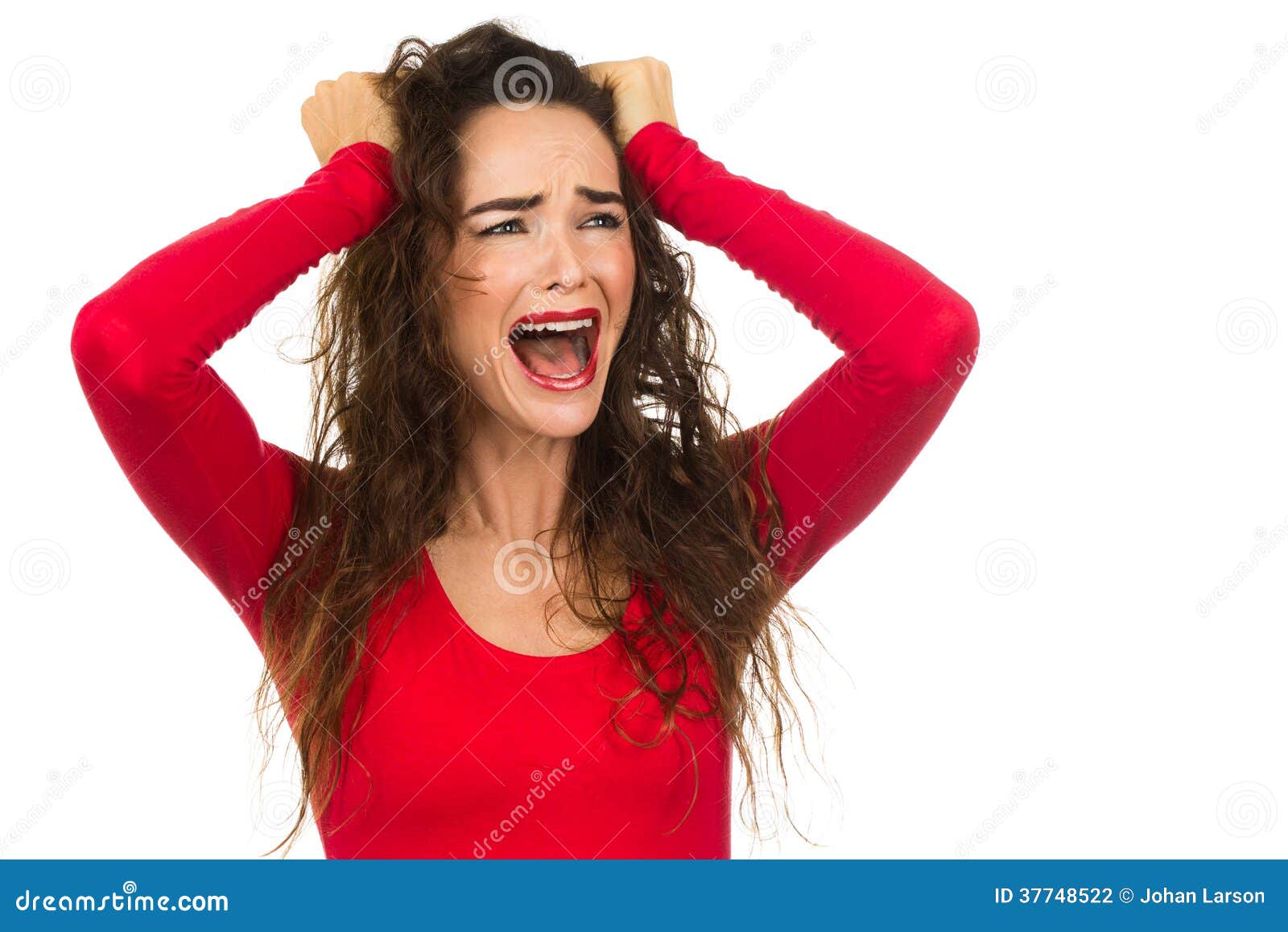 frustrated, angry and upset woman screaming.