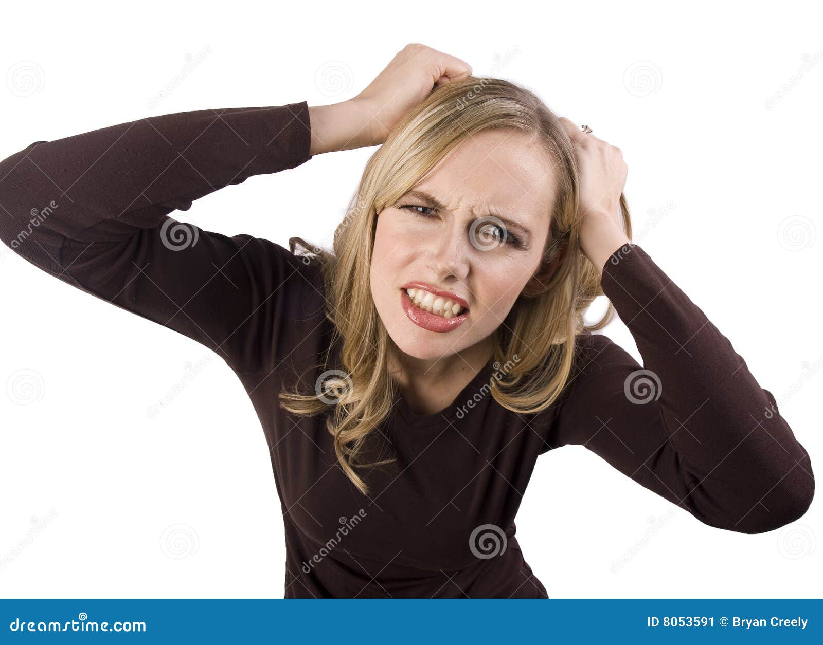 Frustrated Girl Pulling Hair Stock Image Image of beautiful