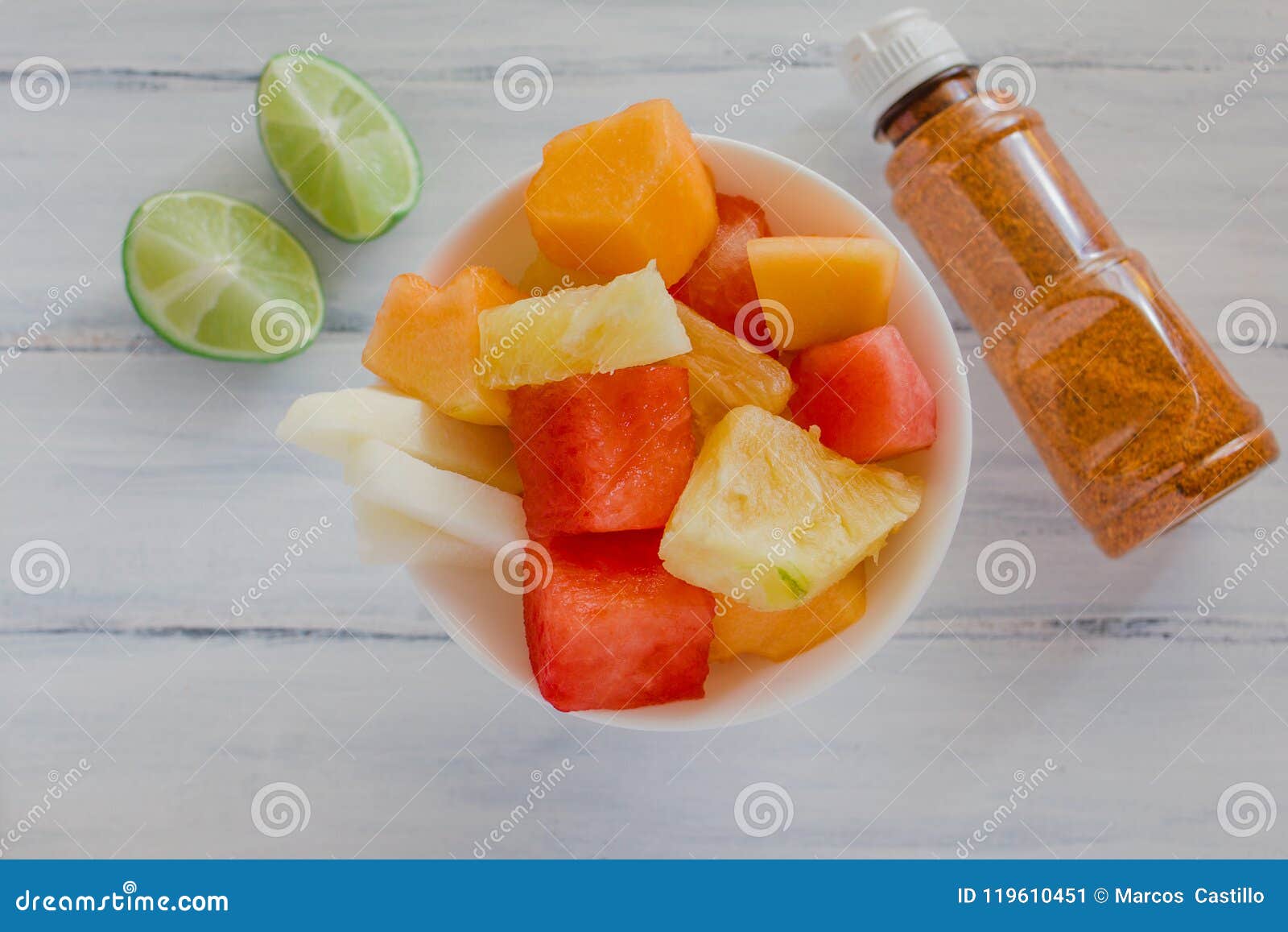 fruta con chile, mexican snack, bowl of healthy fresh fruit salad