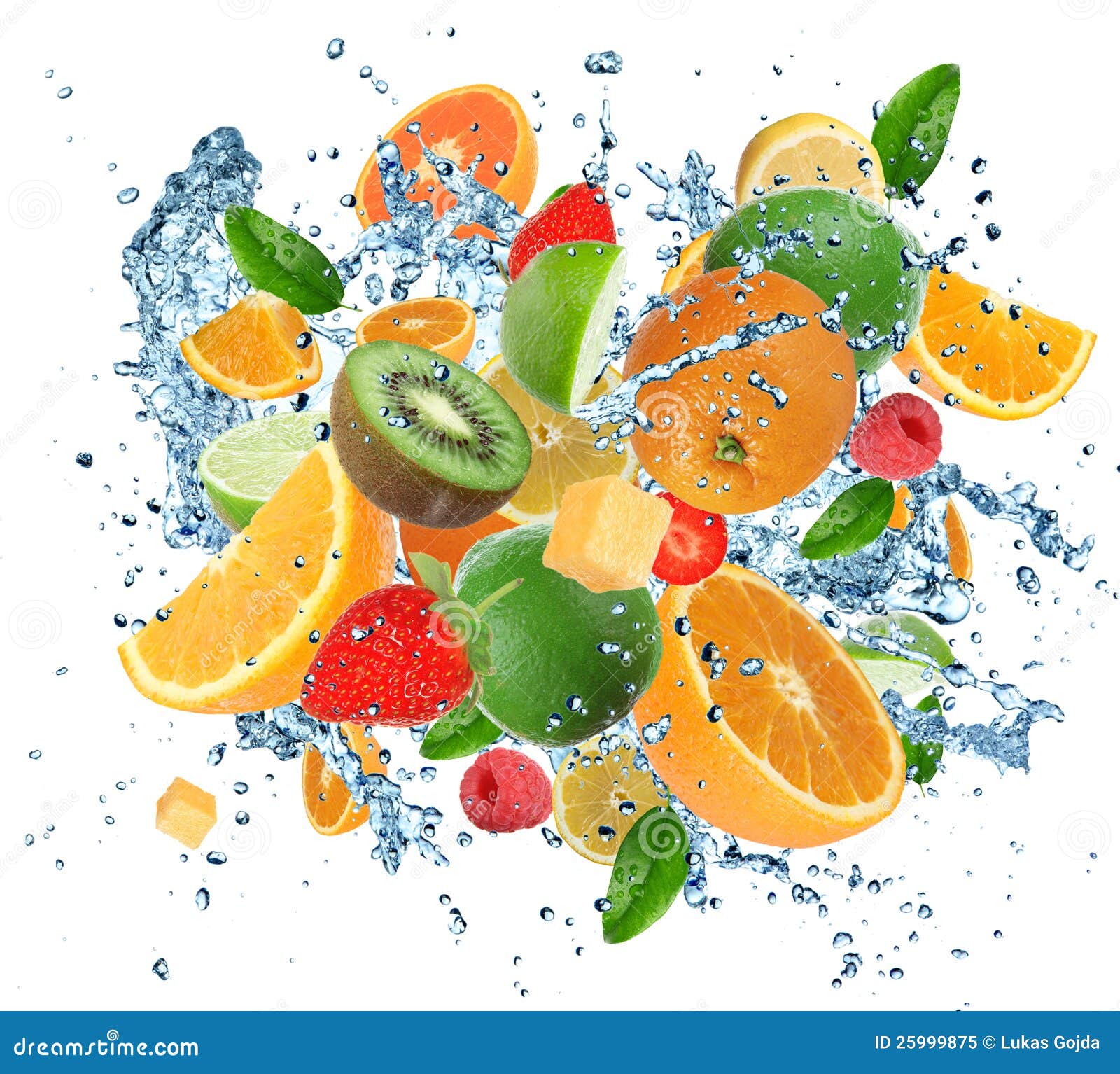 Fruta Fresca En Chapoteo Del Agua Imagen de archivo - Imagen de anaranjado,  azul: 25999875