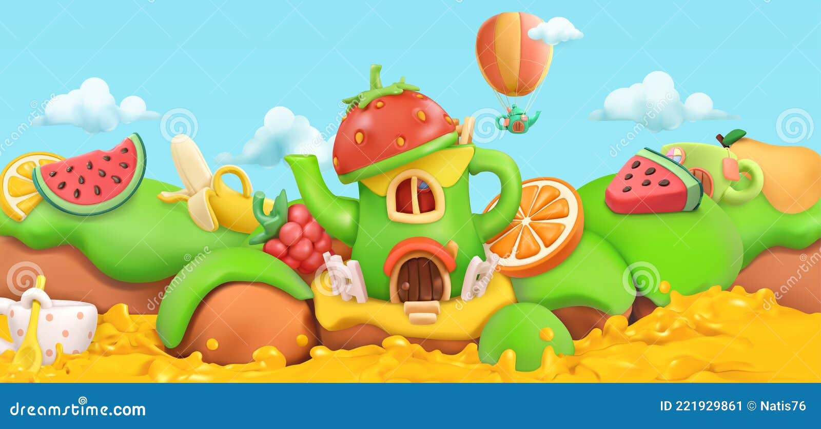 Frutas Dulces. Paisaje De Dibujos Animados 3d Ilustración del Vector - Ilustración de juego, creativo: 221929861 Frutas Dulces. Paisaje De Dibujos Animados 3d Ilustración del Vector - Ilustración de juego, creativo: 221929861