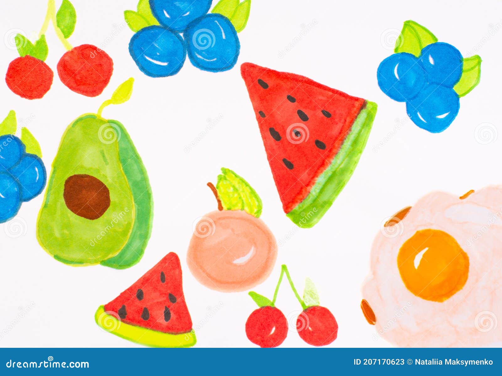 Frutas E Legumes Pintados Conjunto De Objetos Desenho De Criança Desenho De  Papel Trabalho De Arte Ilustração Chilros Desenho Ilustração Stock -  Ilustração de aprenda, lido: 207170623