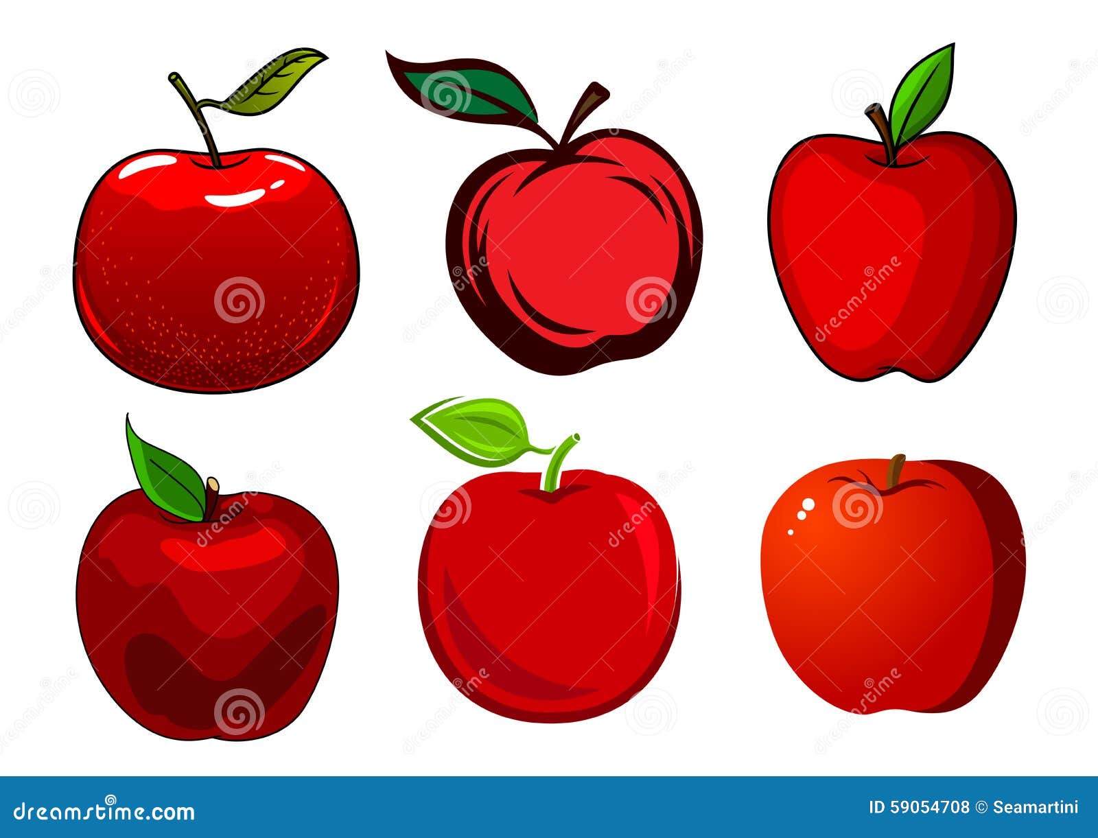 Frutas Rojas Maduras De La Manzana Con Las Hojas Ilustración del Vector -  Ilustración de ingrediente, delicioso: 59054708