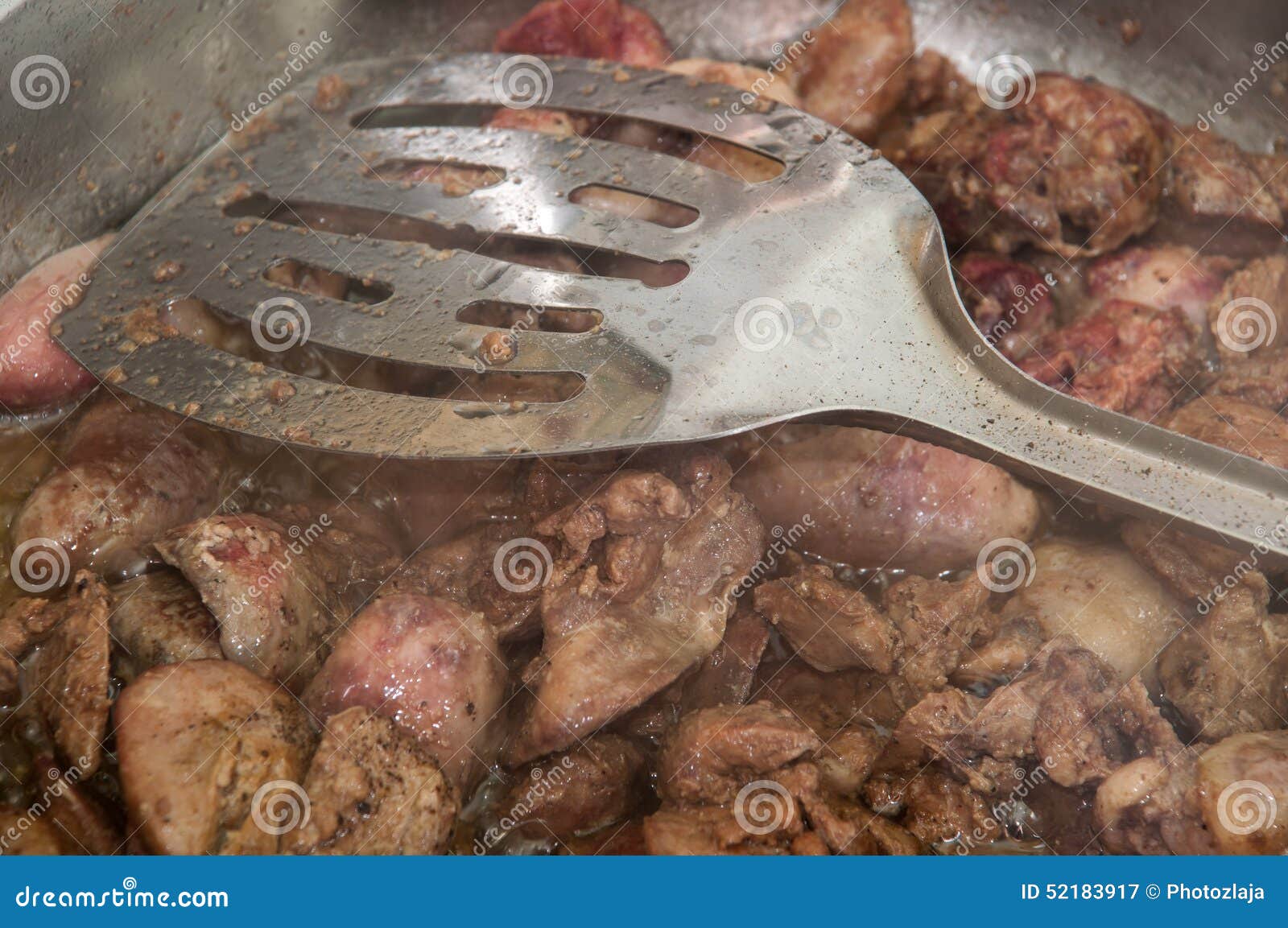 Frying Chicken Livers in a Pan Stock Image Image of green, delicious 52183917