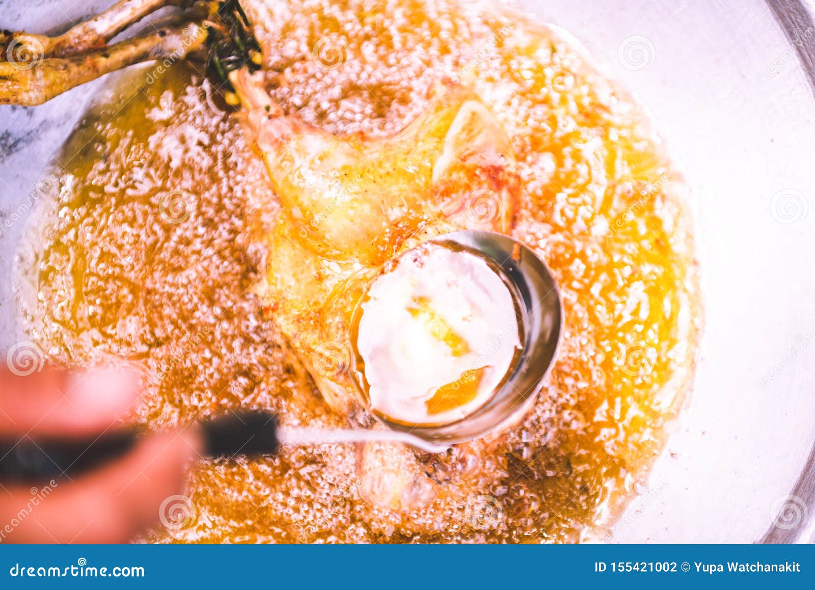 Frying Chicken in Frying Pan with Fully Oil Stock Photo Image of junk