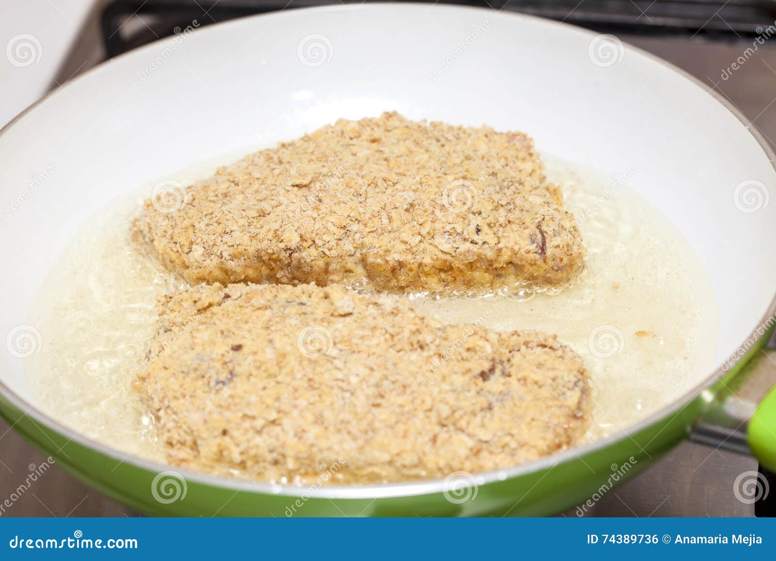 Frying a cordon bleu stock photo. Image of pork, ingredients 74389736