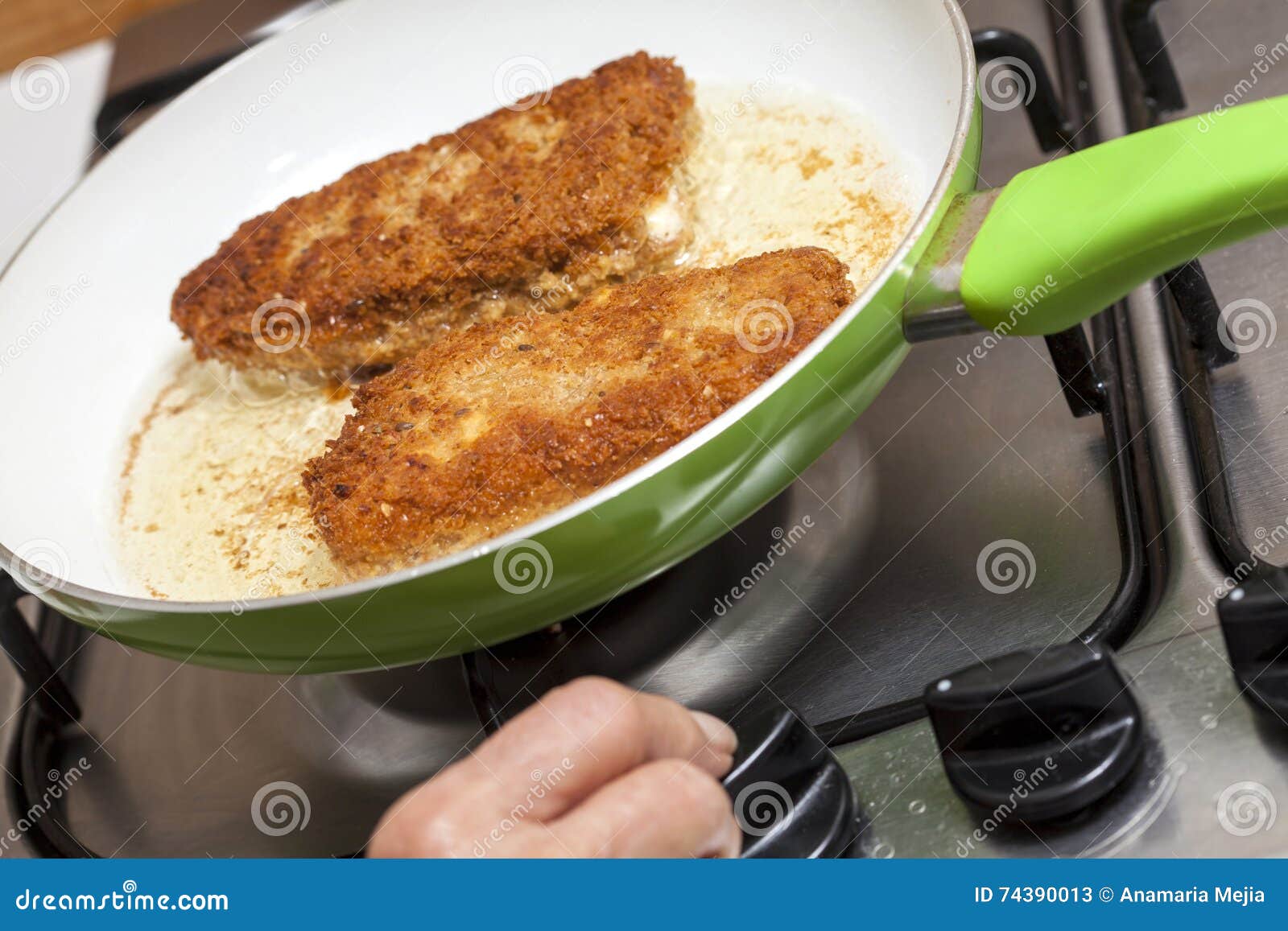 Frying a cordon bleu stock image. Image of frying, beef 74390013