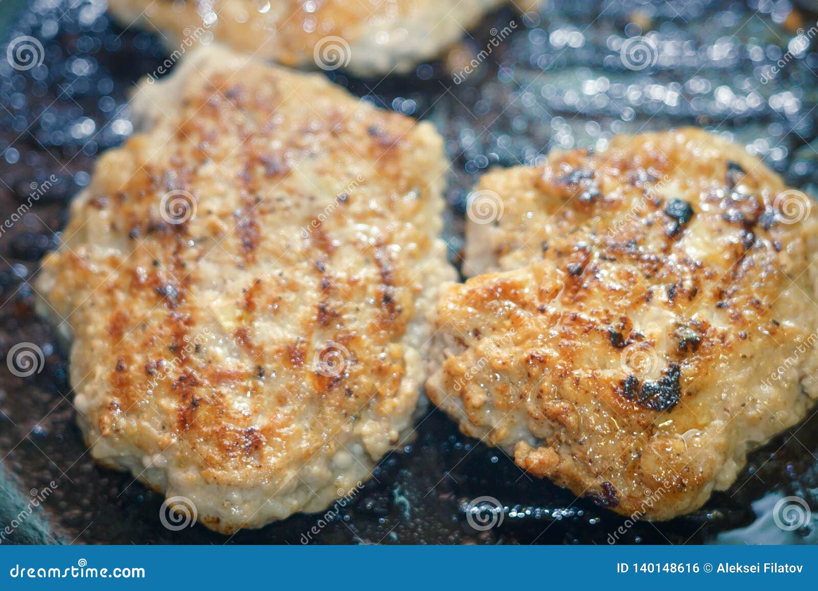 Frying Cutlets in a Pan Closeup Stock Photo Image of dish, chicken