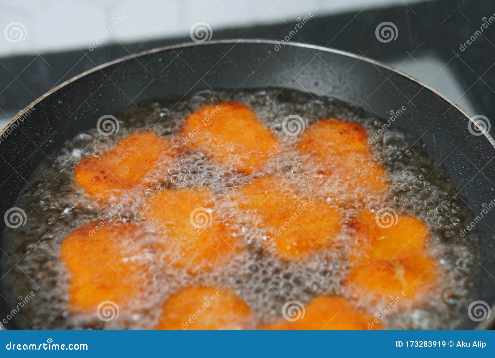 Frying Nugget Tempura on a Pan Stock Image Image of appetizer, white
