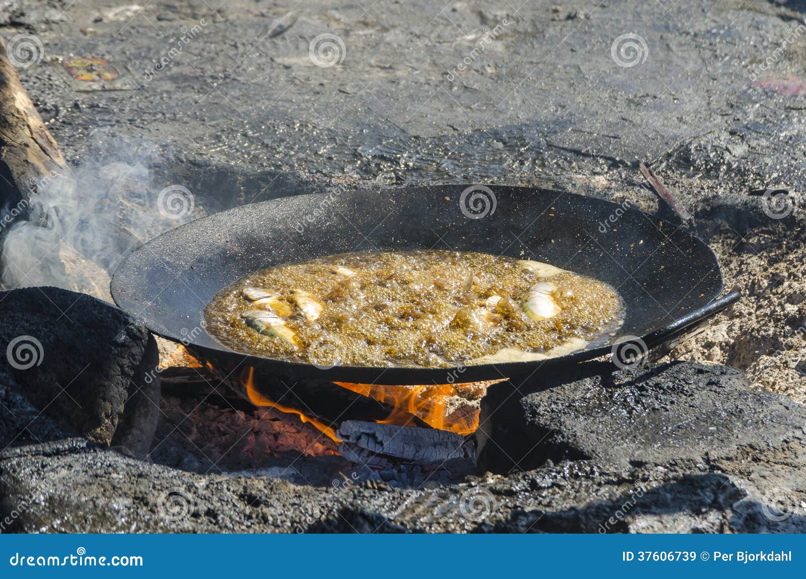 Frying pan with fish stock image. Image of africa, bagamoyo 37606739