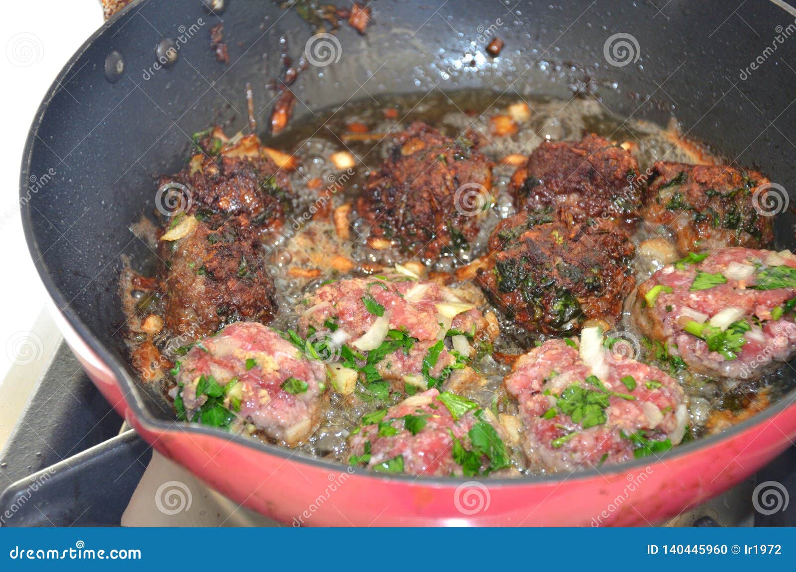 Frying Pan with Fried Beef Cutlets Stock Photo Image of enjoy, fields