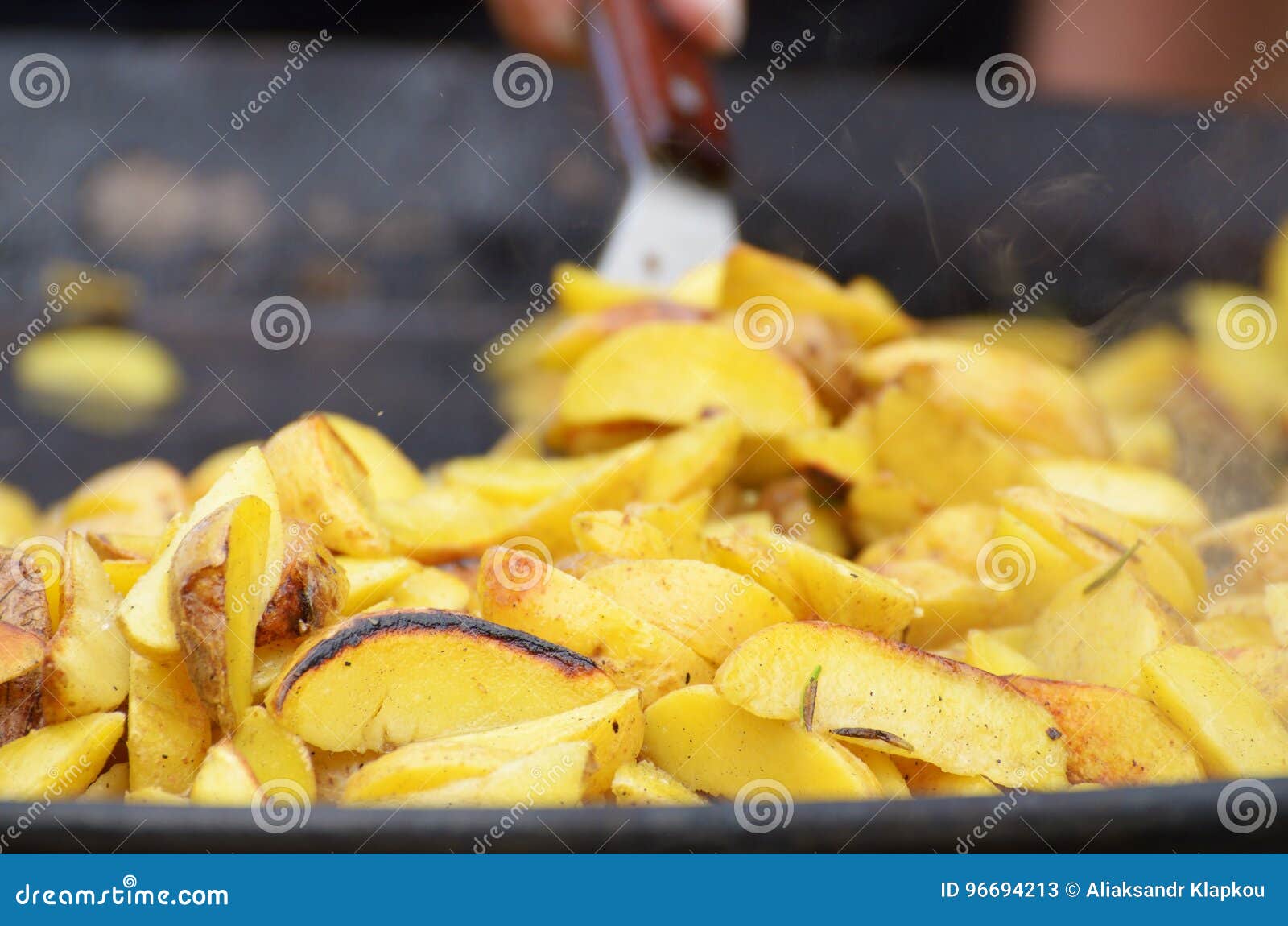 Frying Pan with Fried Potatoes. Stock Image Image of healthy