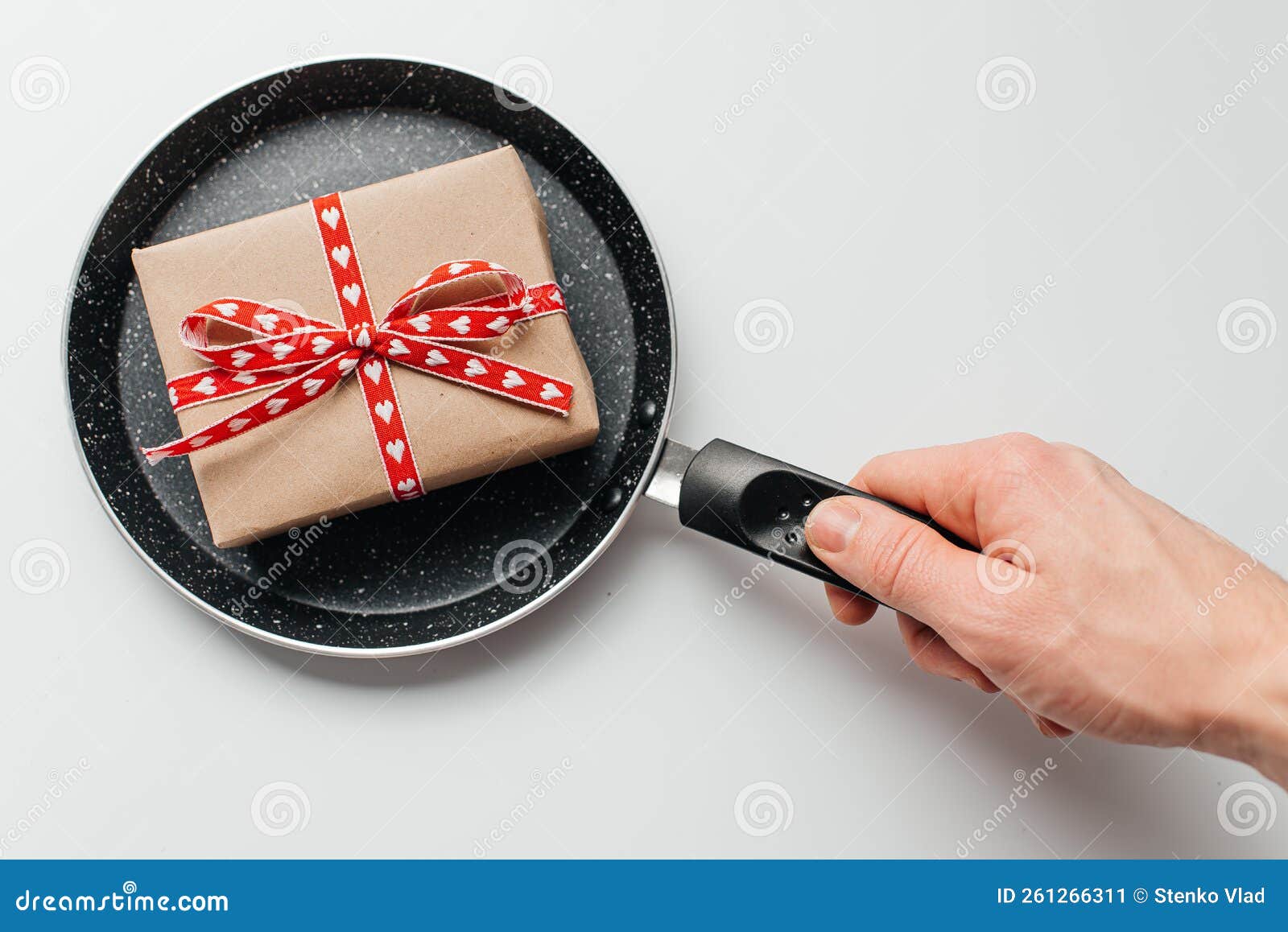 Frying Pan with Gift Box. Hot Time To Gift Stock Image Image of idea