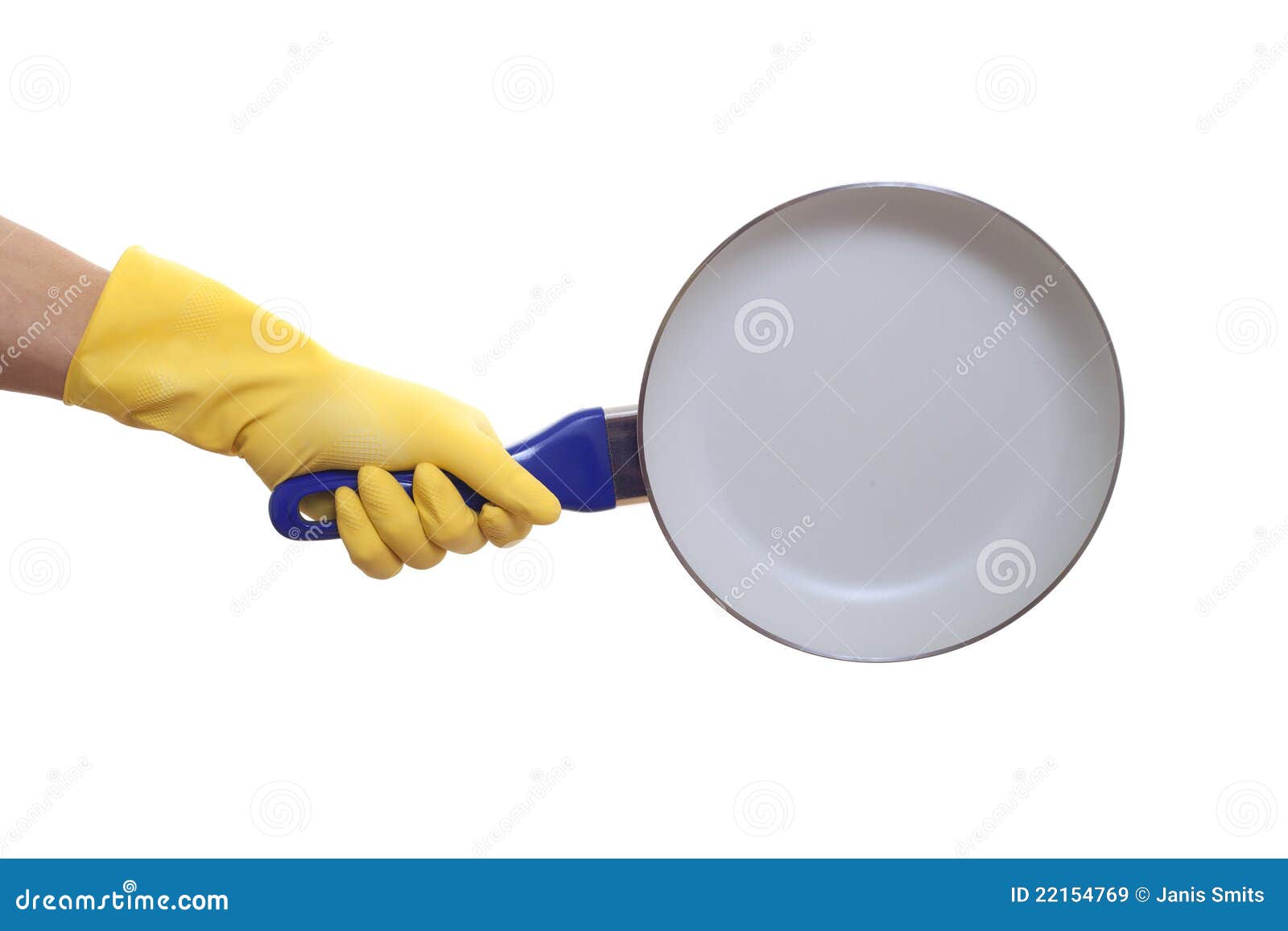 Frying pan and hand. stock image. Image of latex, isolated 22154769
