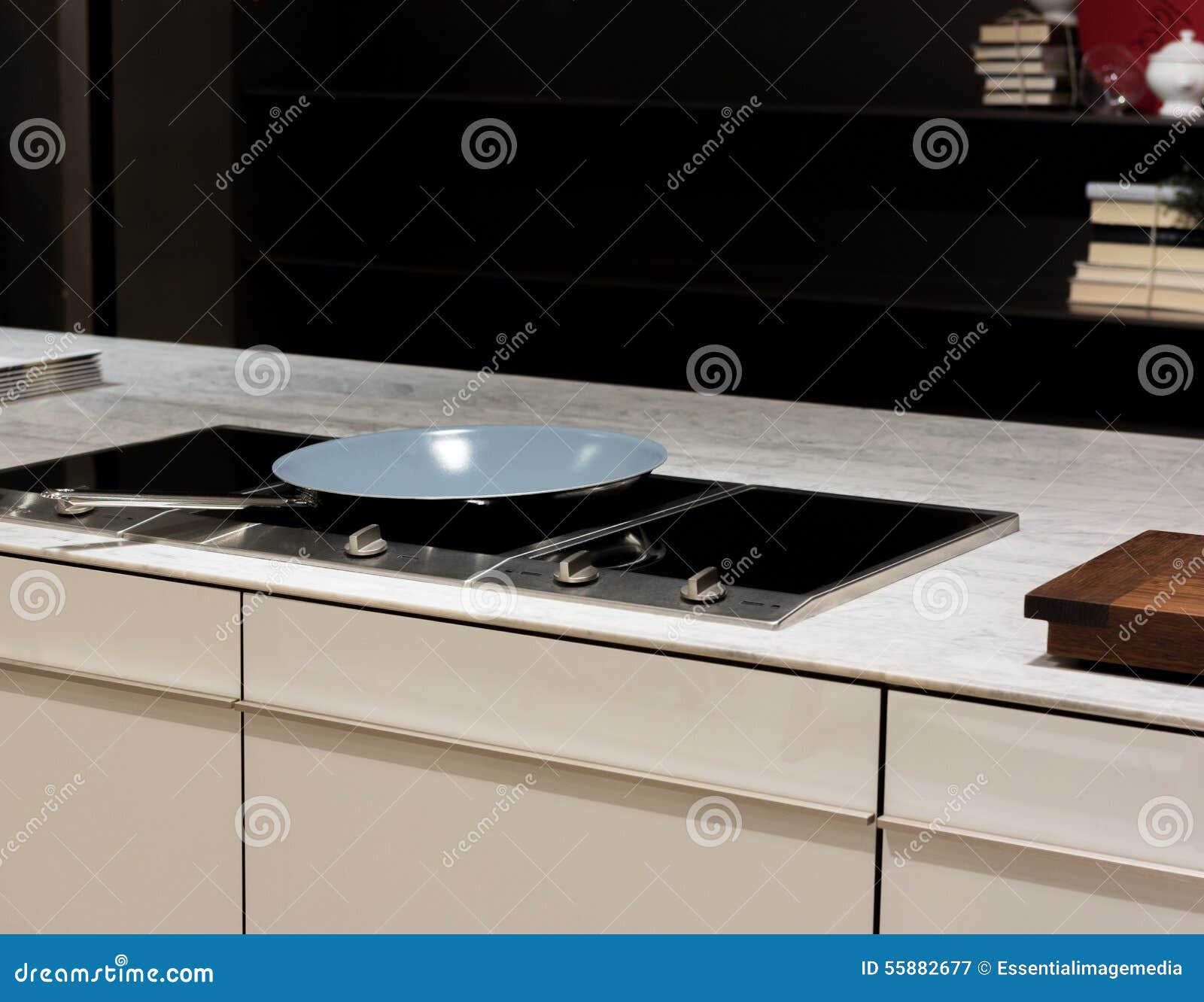 Frying Pan on Hob stock image. Image of contemporary 55882677