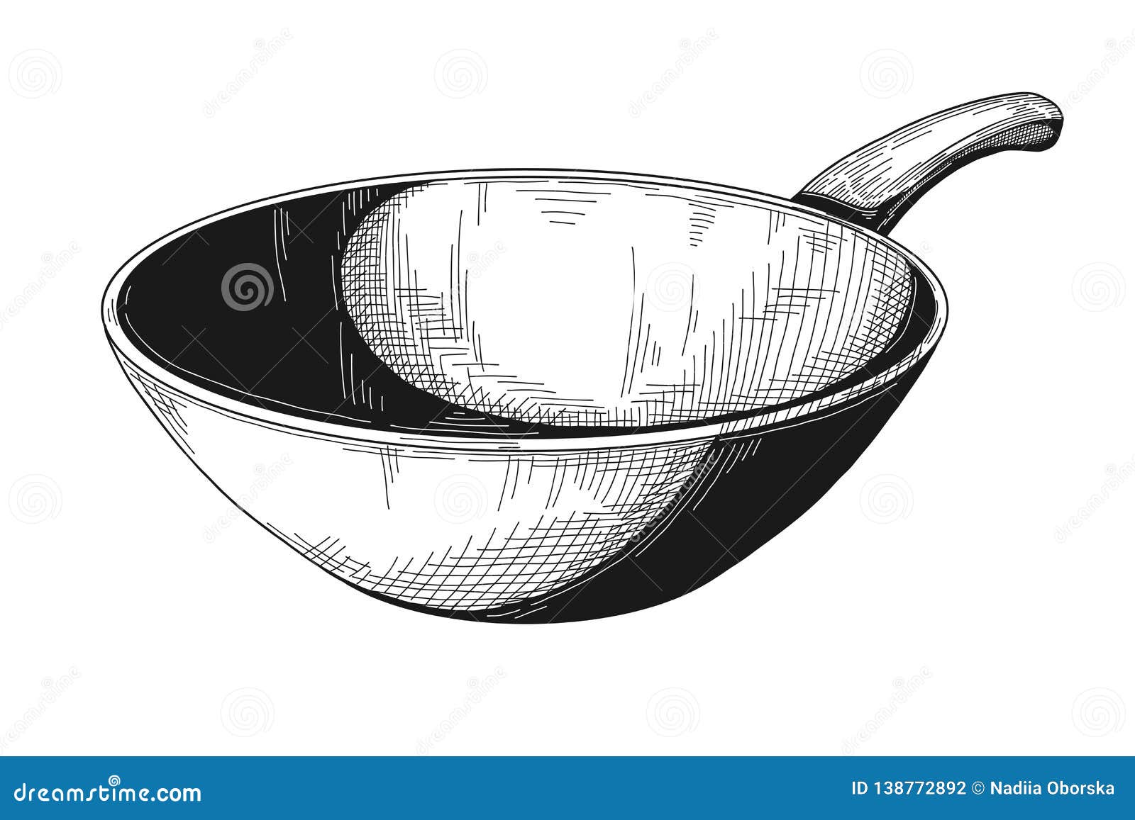 Frying Pan Isolated On White Background. Vector Stock Illustration
