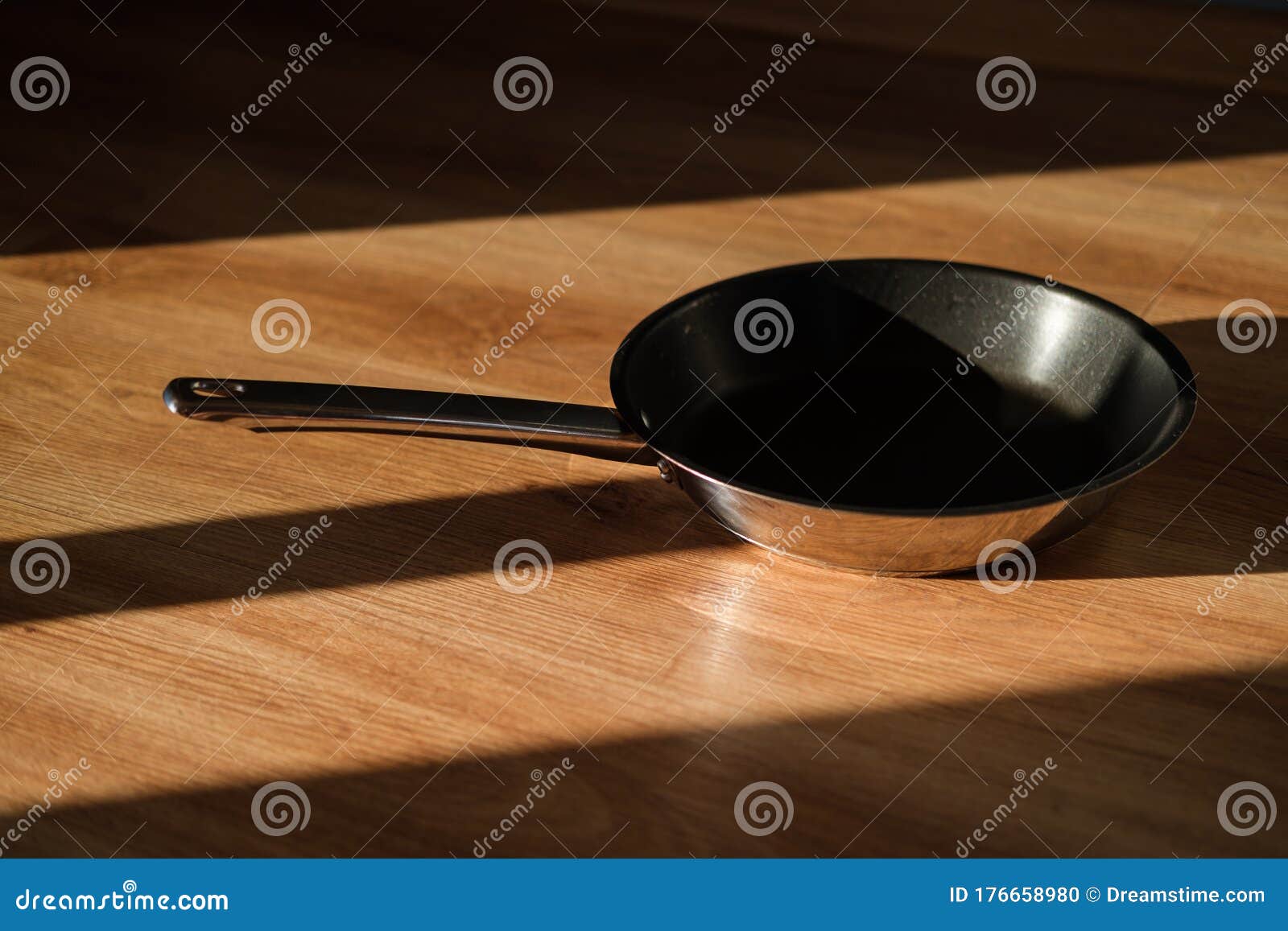 Frying Pan Made from Teflon with Stainless Steel Bottom Stock Photo