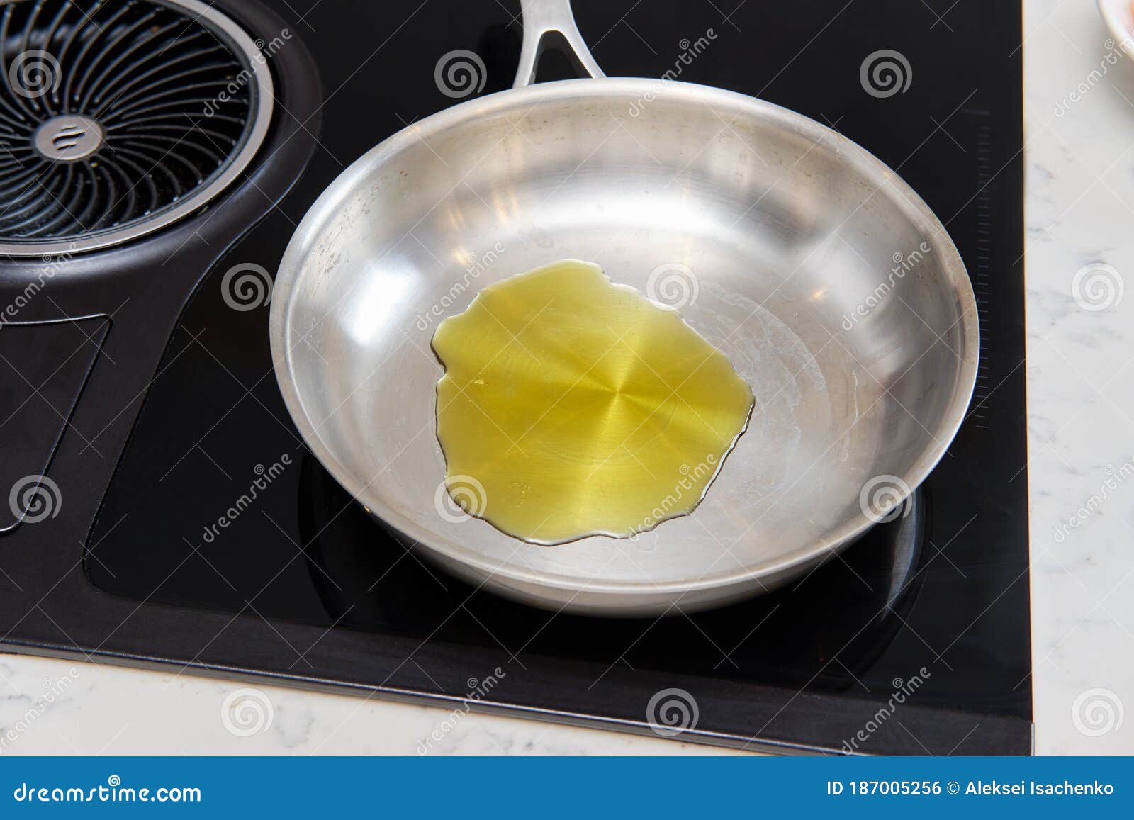 Frying Pan With Olive Oil On The Stove Stock Photo Image Of Food