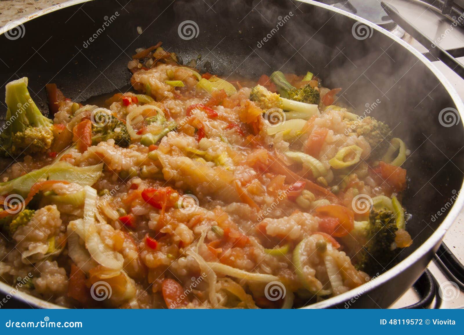 Frying pan with rice stock photo. Image of grains, cinnamon 48119572