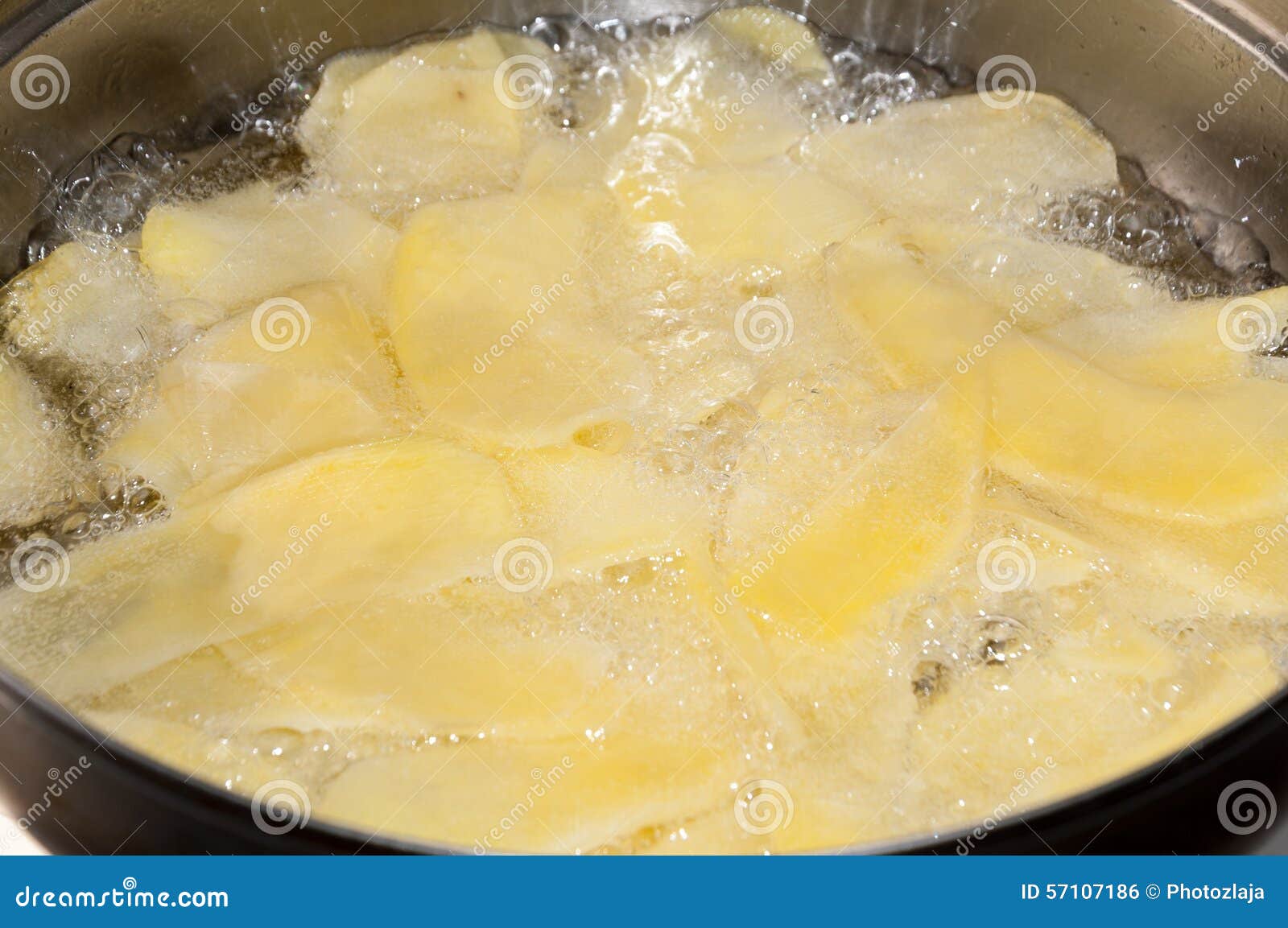 Frying Potato Chips in Deep Hot Oil Stock Photo Image of agriculture