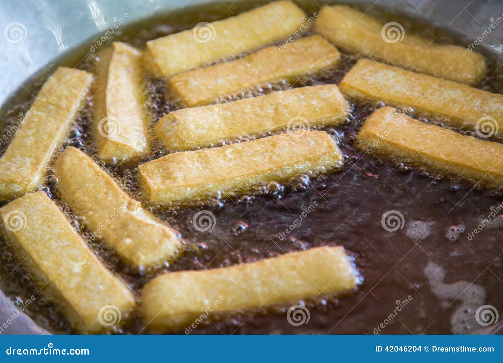 Street food cooking on big frying pan outdoor Stock Photo