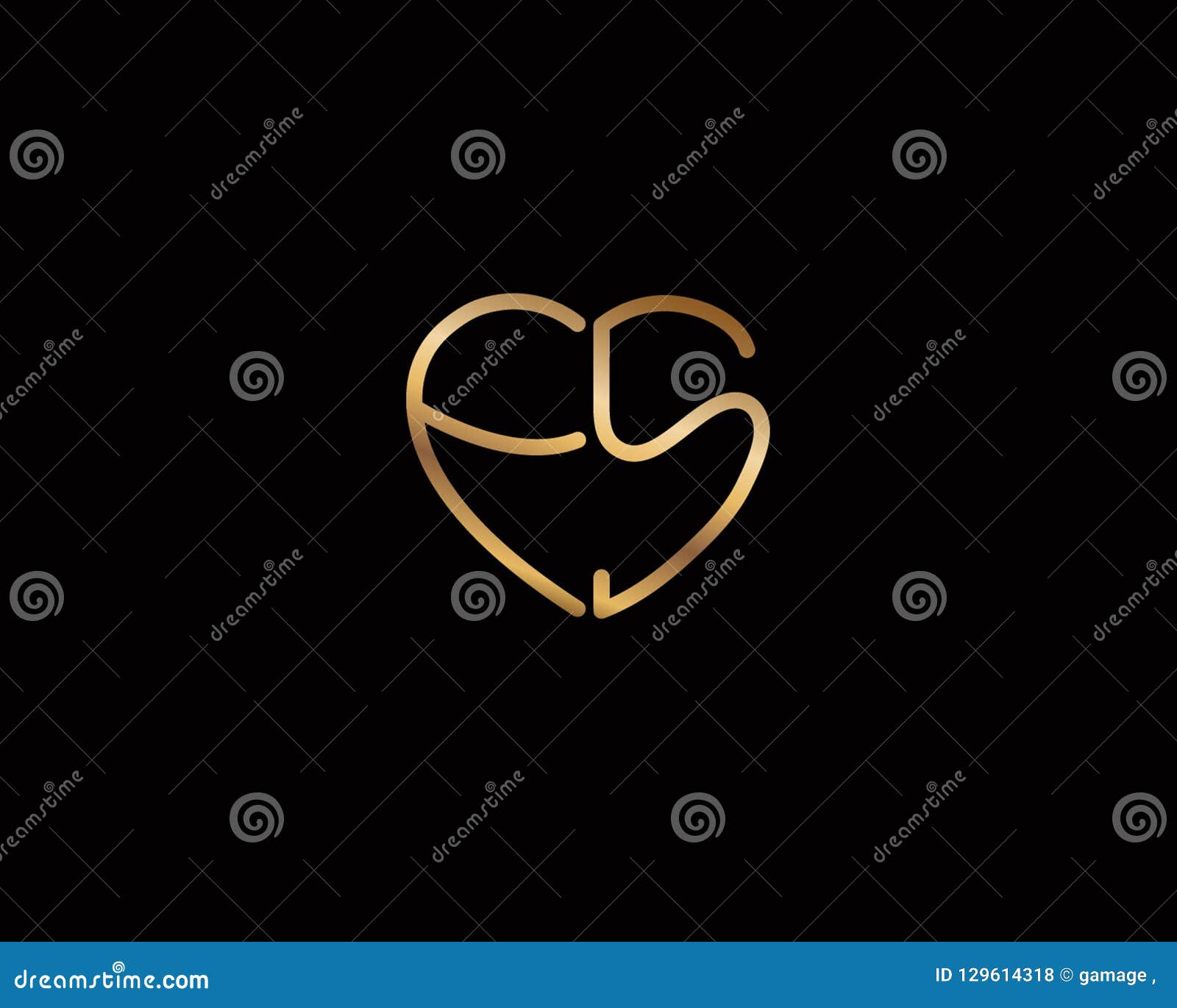 FS Initial Heart Shape Gold Colored Logo Stock Vector - Illustration of  element, icons: 129614318