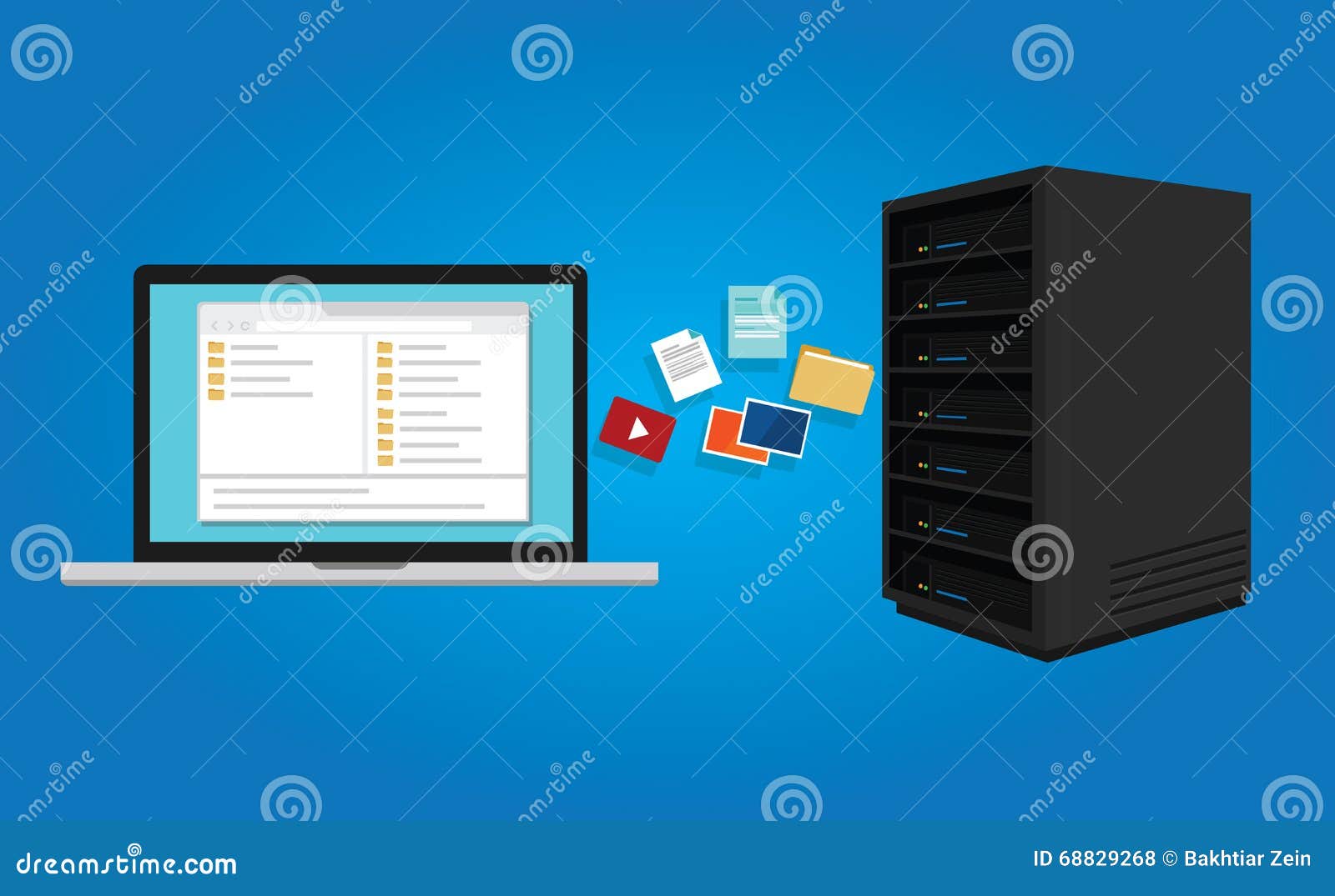 ftp file transfer protocol copy document data from computer laptop to server icon  