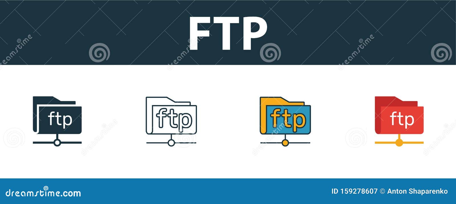 Ftp Icon Set. Four Simple Symbols in Diferent Styles from Web Hosting ...
