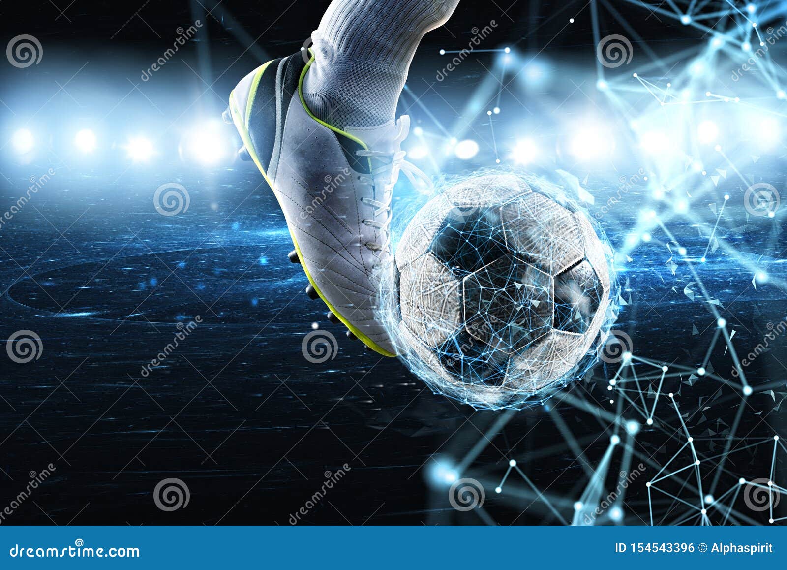 Fußball Mit Internet-Effekt Konzept Der Digitalen Wette Stockfoto