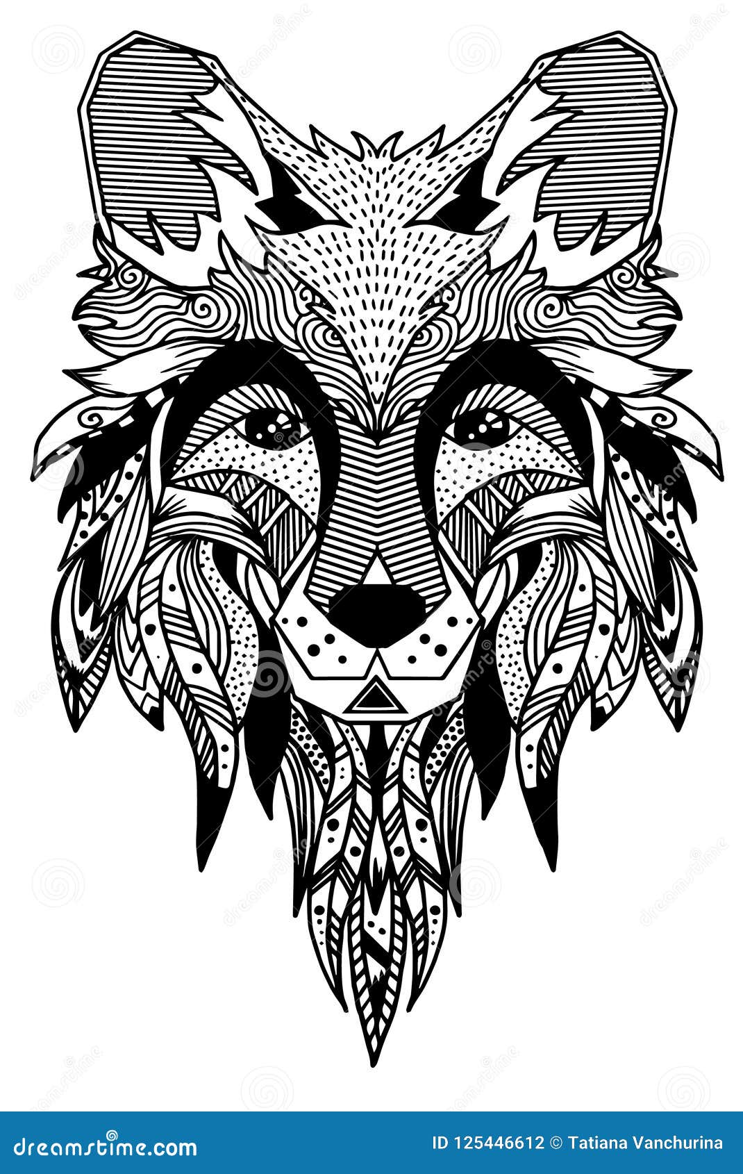 Fuchs Von Hand Gezeichnet Mit Ethnischem Blumengekritzelmuster Farbtonseite Zendala Design Fur Geistiges Entspannung Fur Erwac Vektor Abbildung Illustration Von Ethnisch Indisch