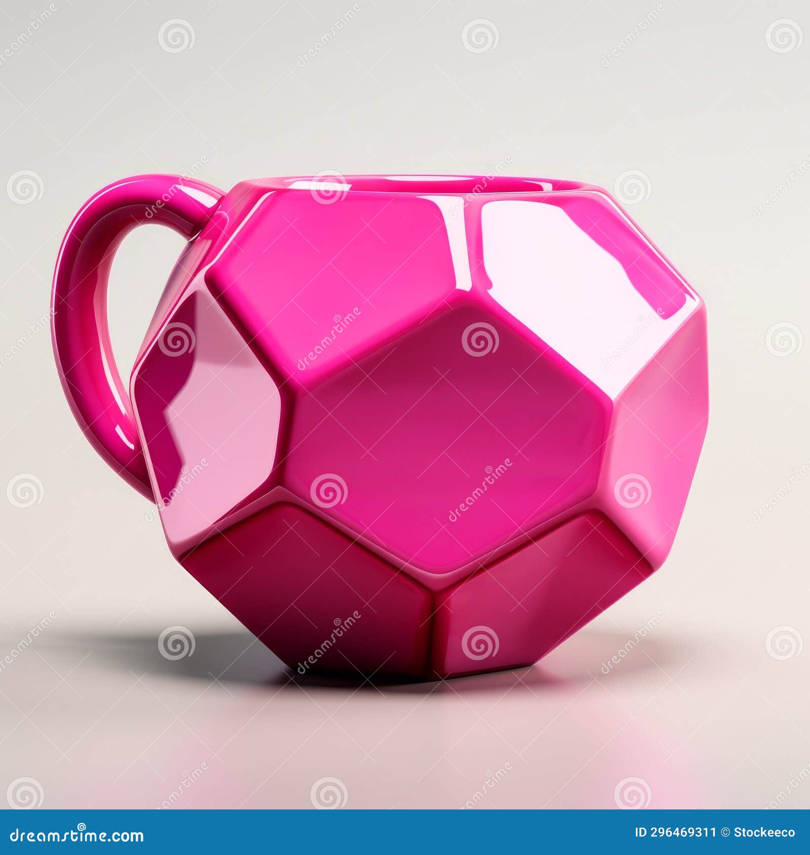 fuchsia dodecahedron coffee mug - 3d rendered 