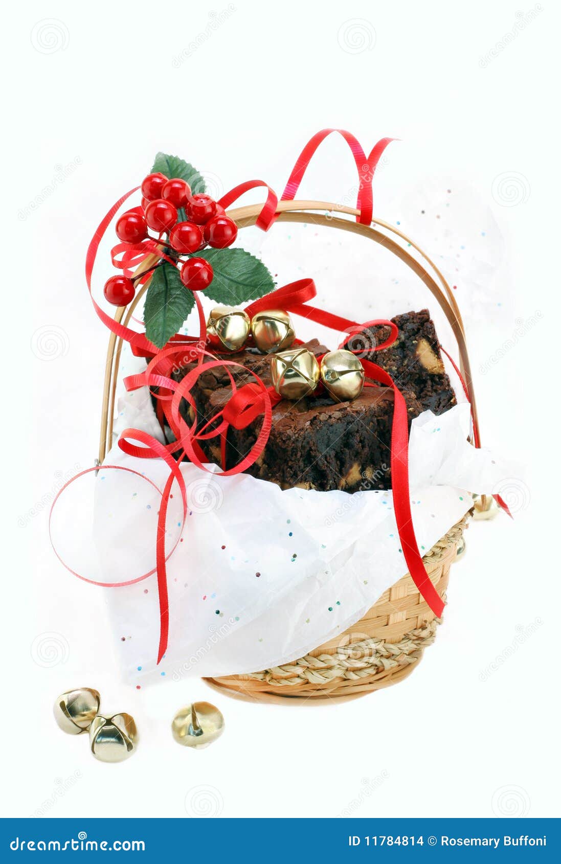 Fudge Brownies in Gift Basket Stock Photo Image of christmas, filled