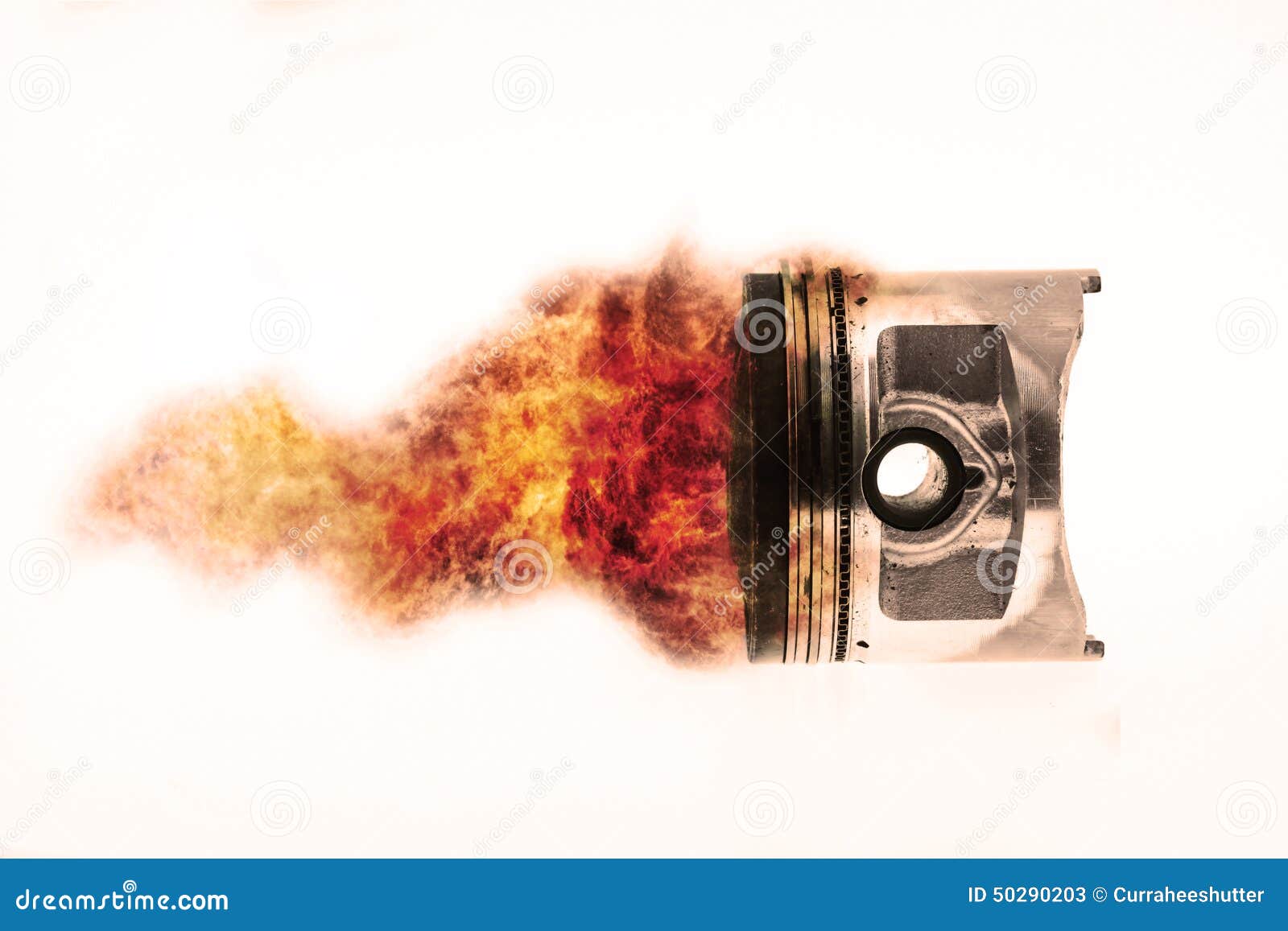 Fuel Burning on Top of Engine Piston. Burning Fire Flame on Engine Piston Stock Image Image of