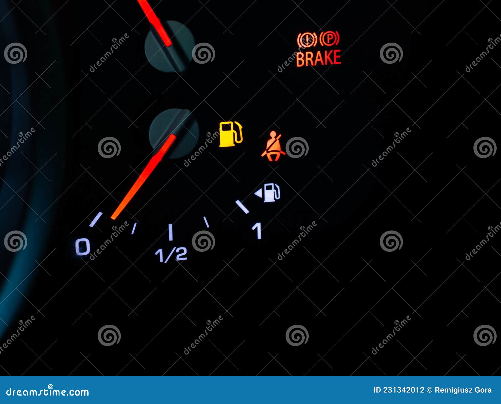Fuel Gauge, Empty Tank. Photo of the Counter Stock Photo Image of