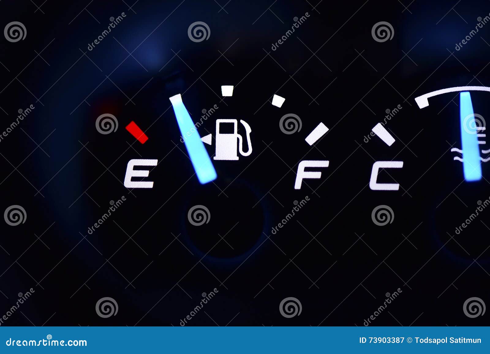 Fuel gauge light in car stock image. Image of race, fuel 73903387