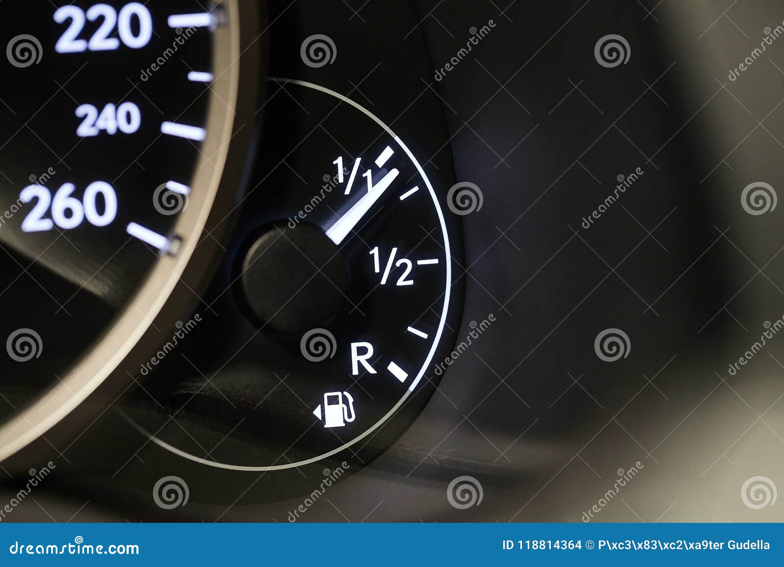 Fuel Gauge Going Down stock photo. Image of petrol, dash 118814364