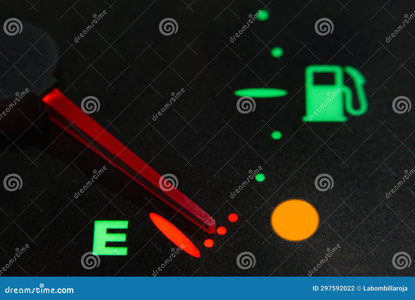 Fuel Level Indicator in Reserve, without Fuel. Fuel Empty Stock Photo